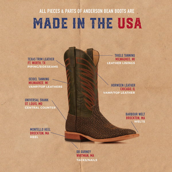 Anderson Bean Men's Emerald Green and Tan Safari Shark Wide Square Toe Cowboy Boots - Image 1