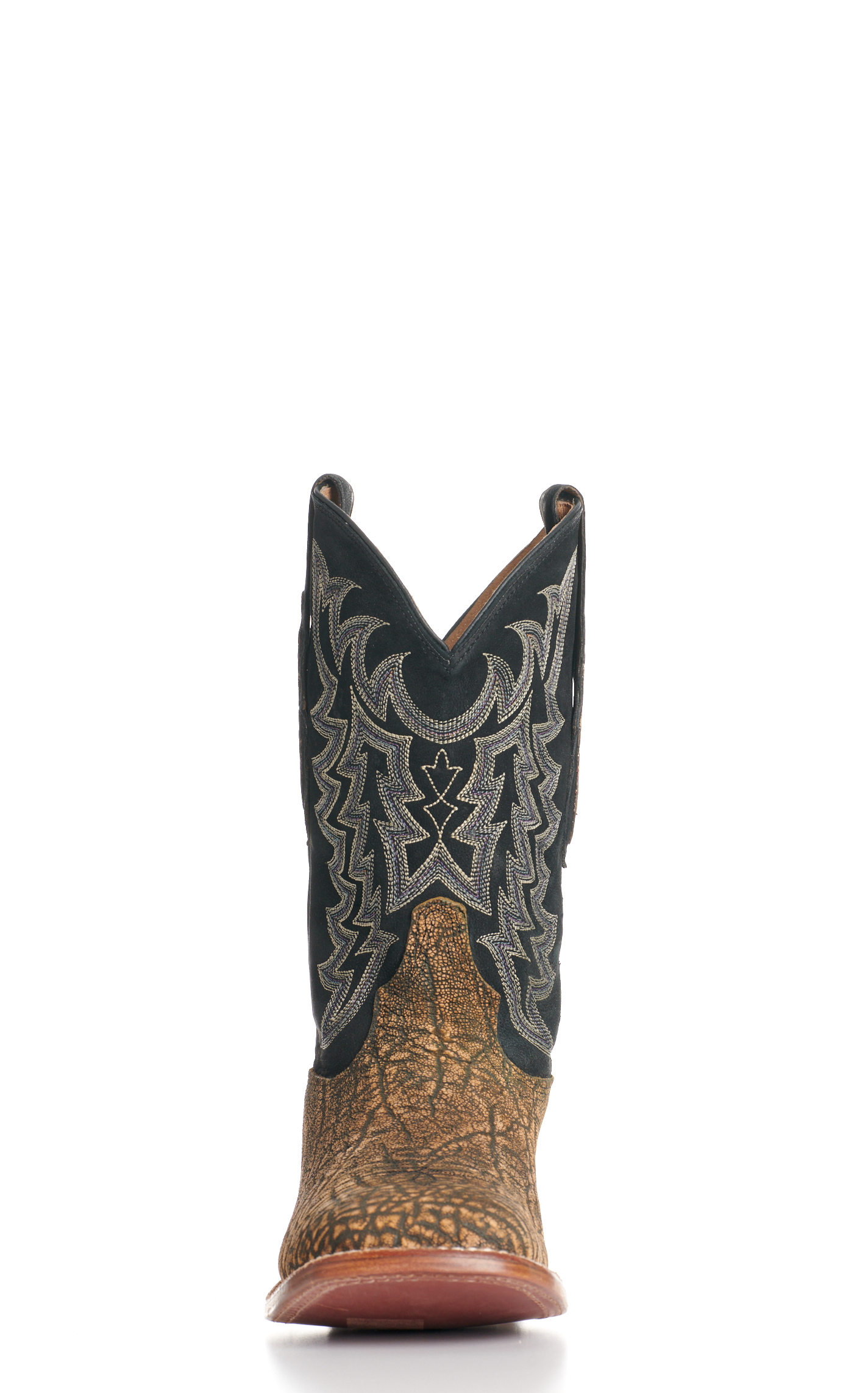Tony Lama Men's Saddle Brown Elephant and Black Wide Square Toe Exotic Cowboy Boots - Cavender's Exclusive - Image 1