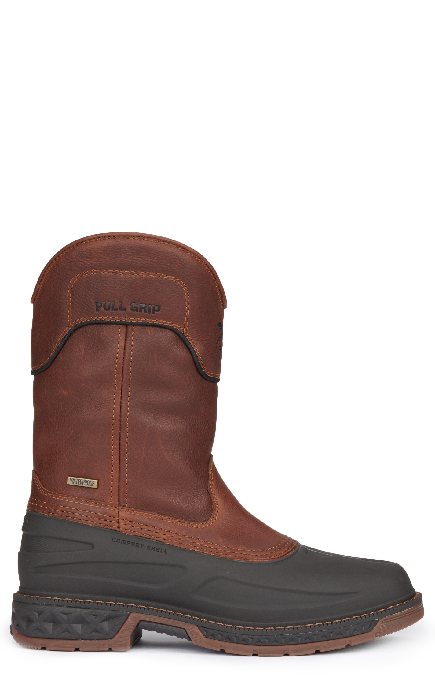 Georgia Men's Cinnamon & Black Waterproof Wide Square Toe Work Boots - Image 1