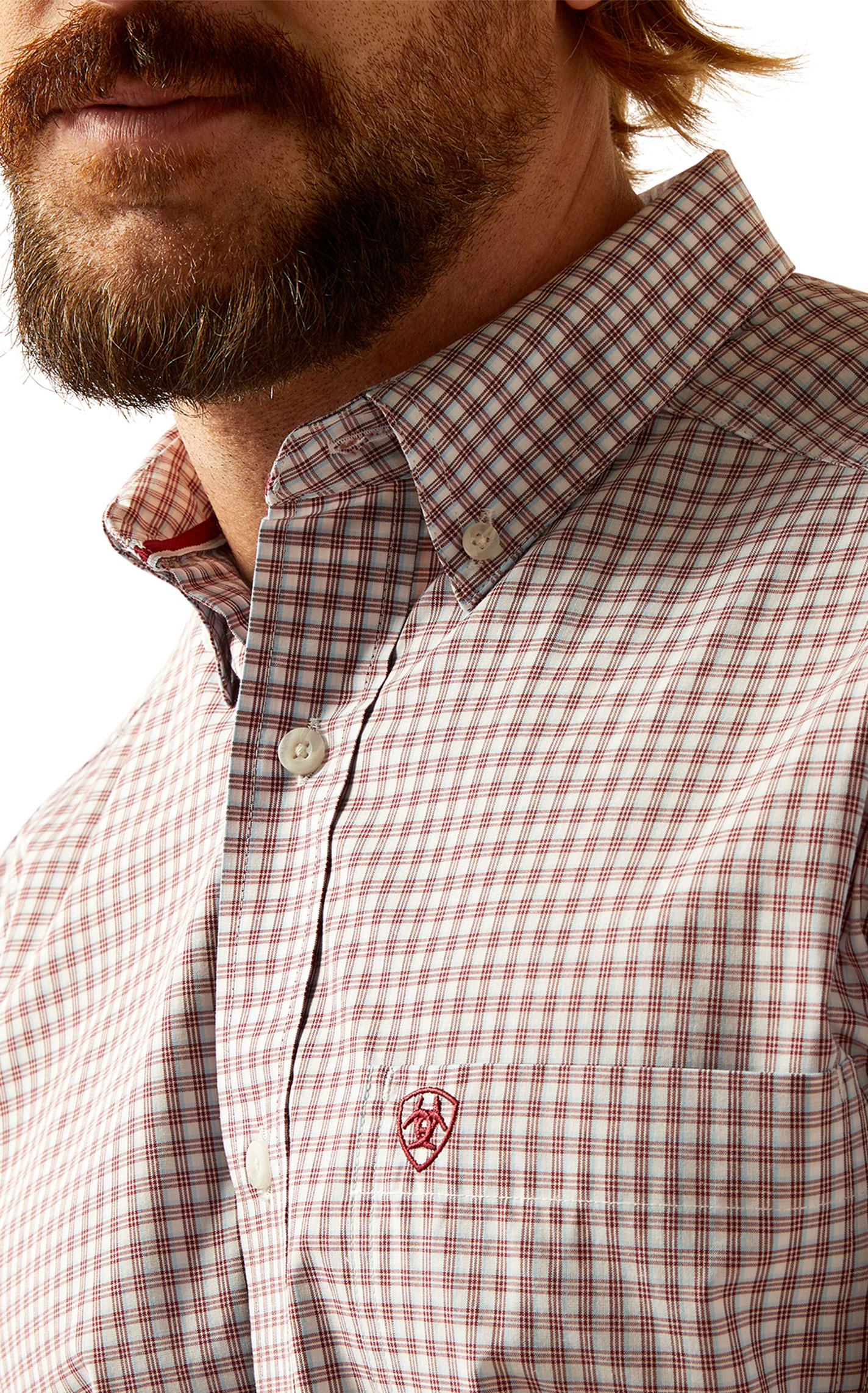 Ariat Pro Series Men's Glen Brick & White Plaid Western Shirt - Image 1