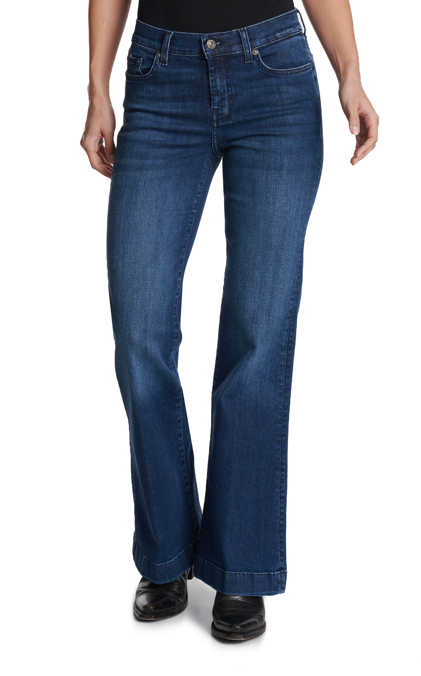7 for All Mankind Women's Dark Wash Dojo Trouser Jeans - Image 3