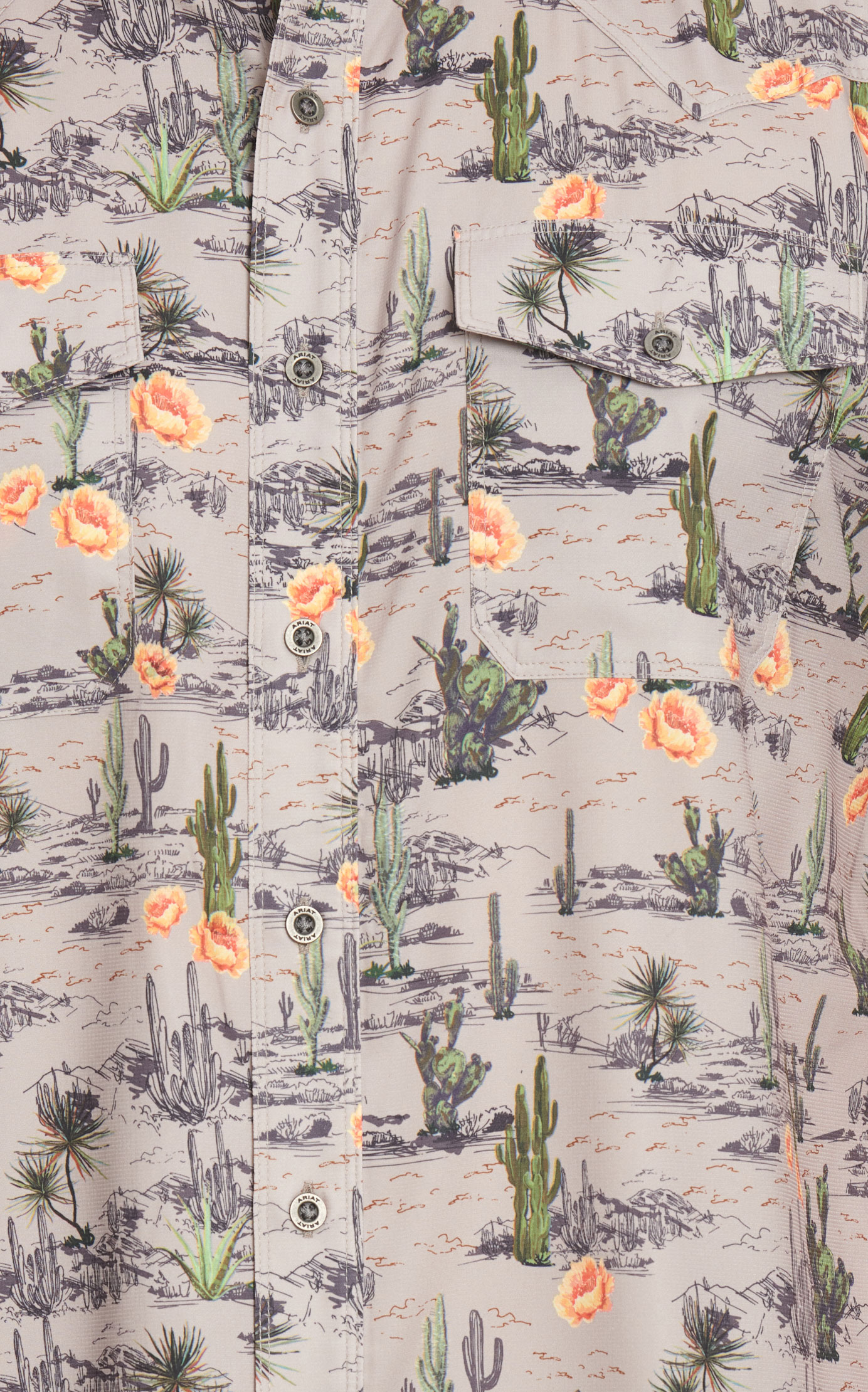 Ariat Men's VentTEK Taupe Cactus Desert Print Western Fitted Shirt - Image 1