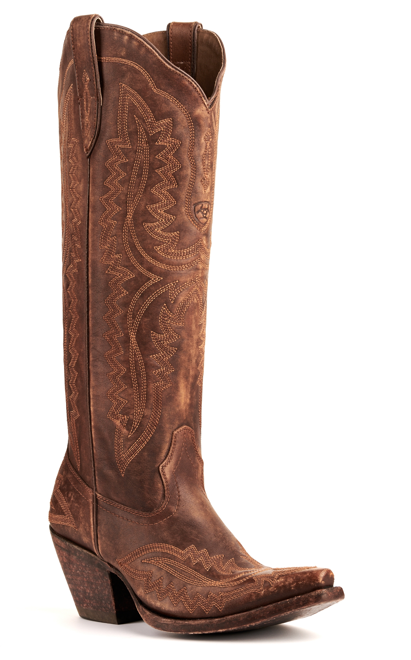 Ariat Women's Casanova Distressed Brown Snip Toe Tall Cowboy Boots - Image 1