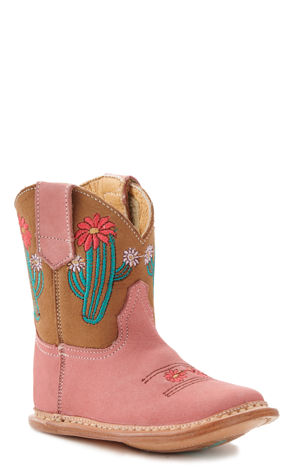 Roper Infant Cowbaby Pink Cactus Round Toe Boot - Image 1