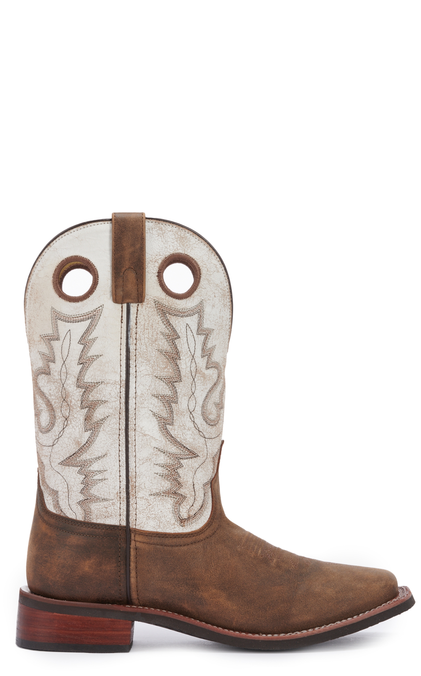 Smoky Mountain Men's Drifter Distressed Brown and Antique White Square Toe Cowboy Boots - Image 1