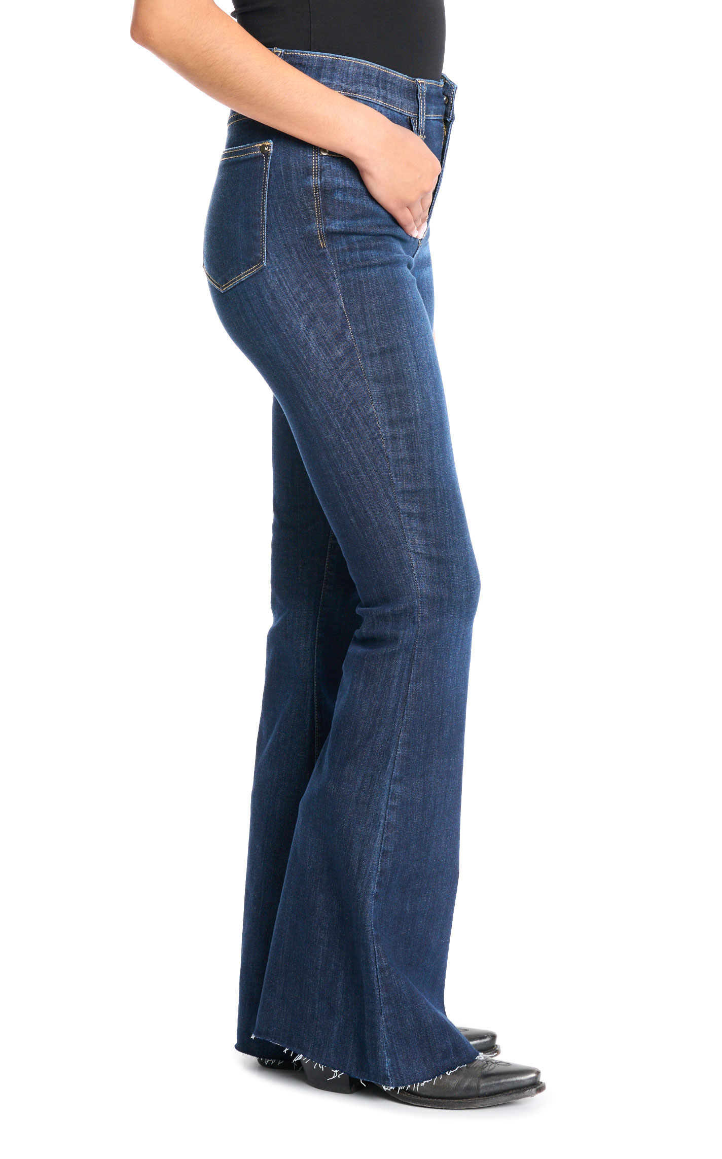 Judy Blue Women's Dark Wash Raw Hem Flare Jeans - Plus Sizes - Image 1