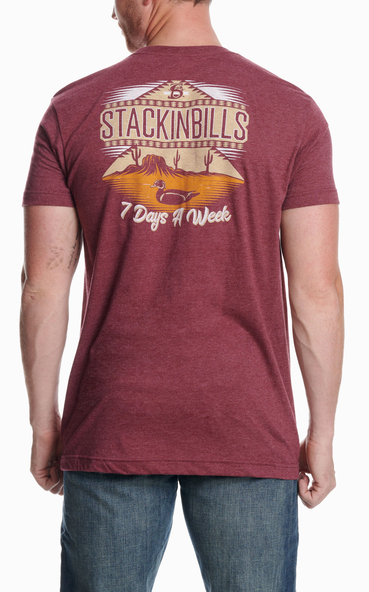 Stackin' Bills Maroon Logo T-Shirt - Image 2