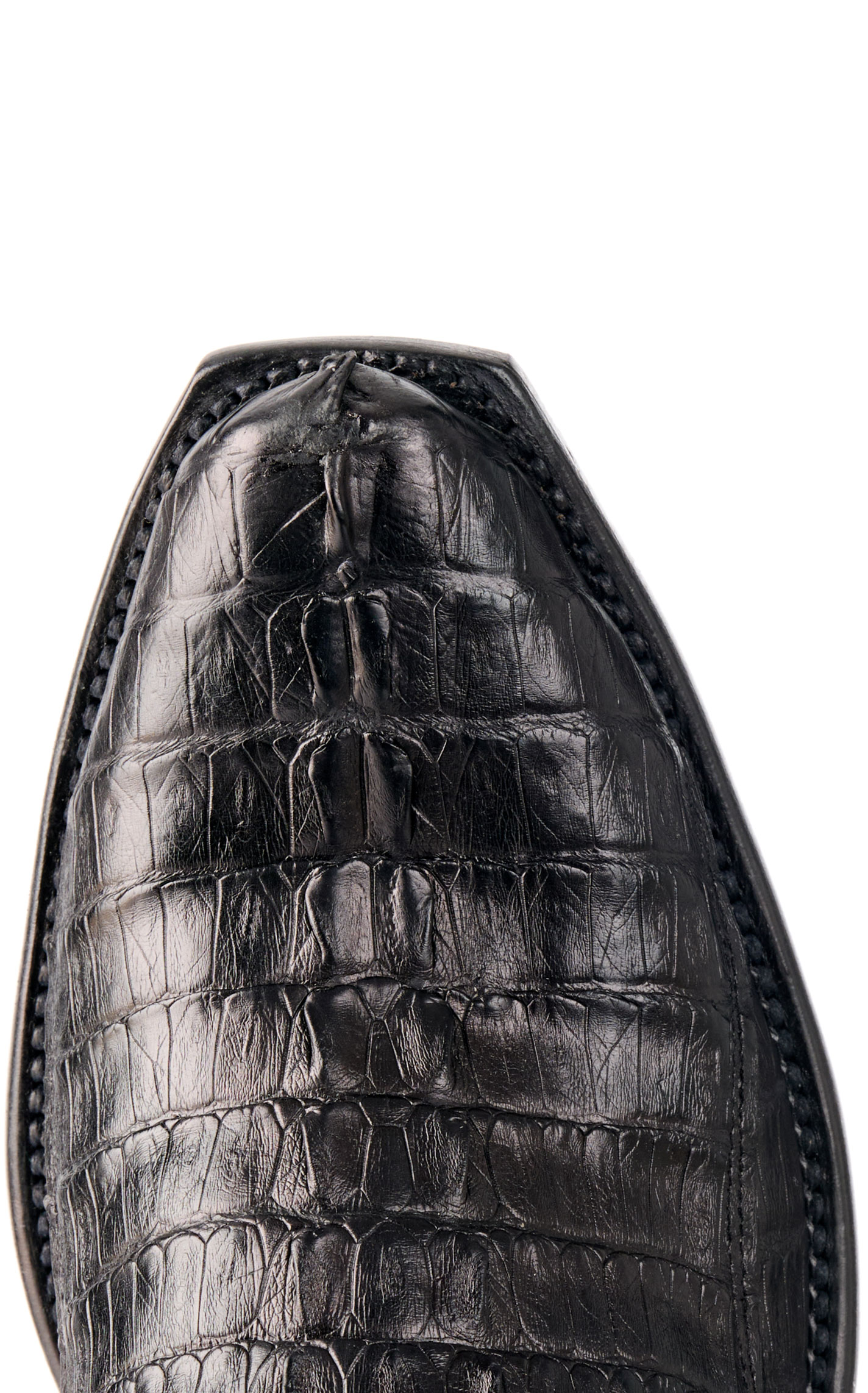 Lucchese Men's Black Franklin Hornback Caiman Leather Narrow Square Toe Boots - Image 1