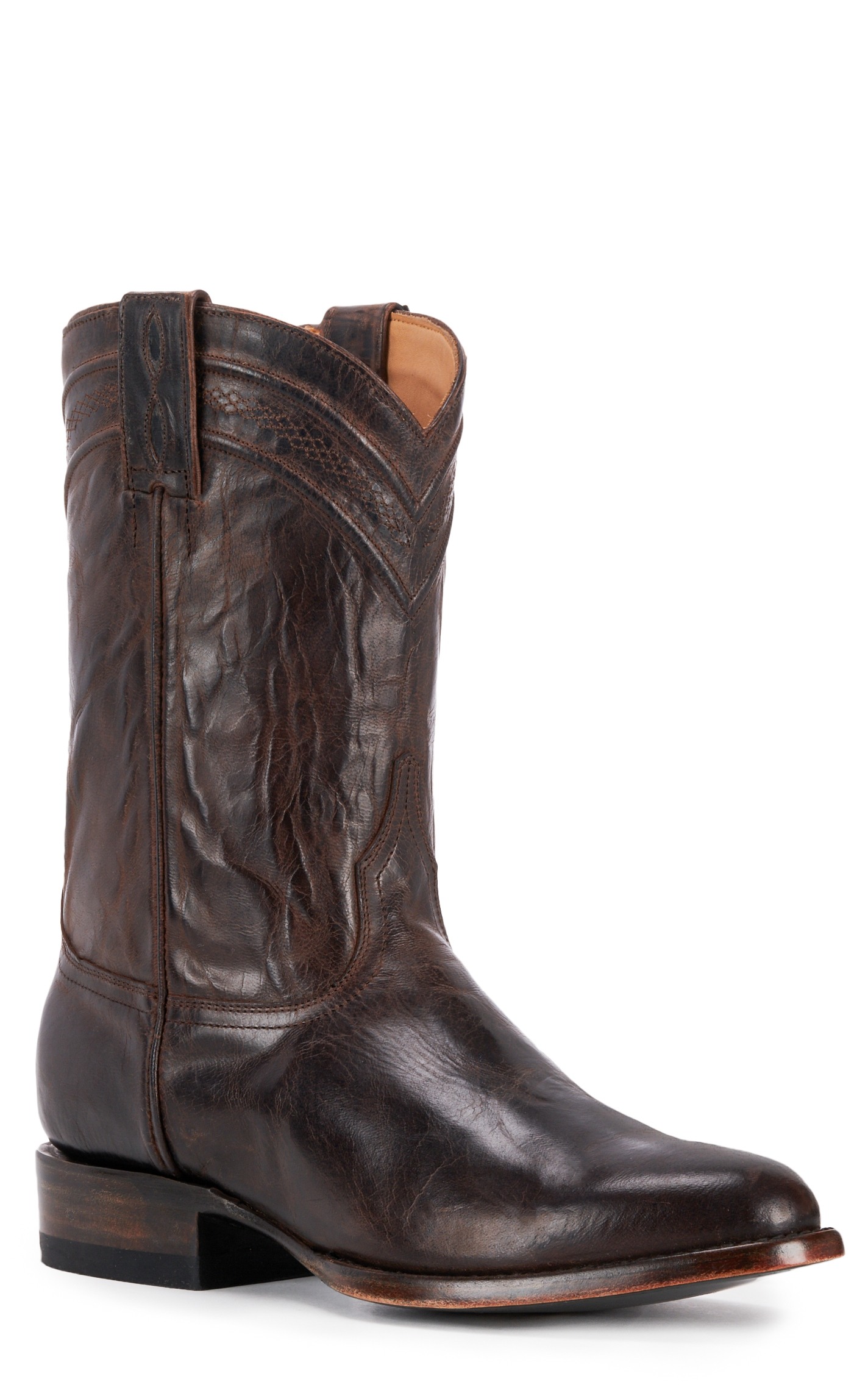 JRC & Sons Men's Todd Mad Dog Goat Leather Round Toe Roper Boot in Chocolate Brown - Image 1