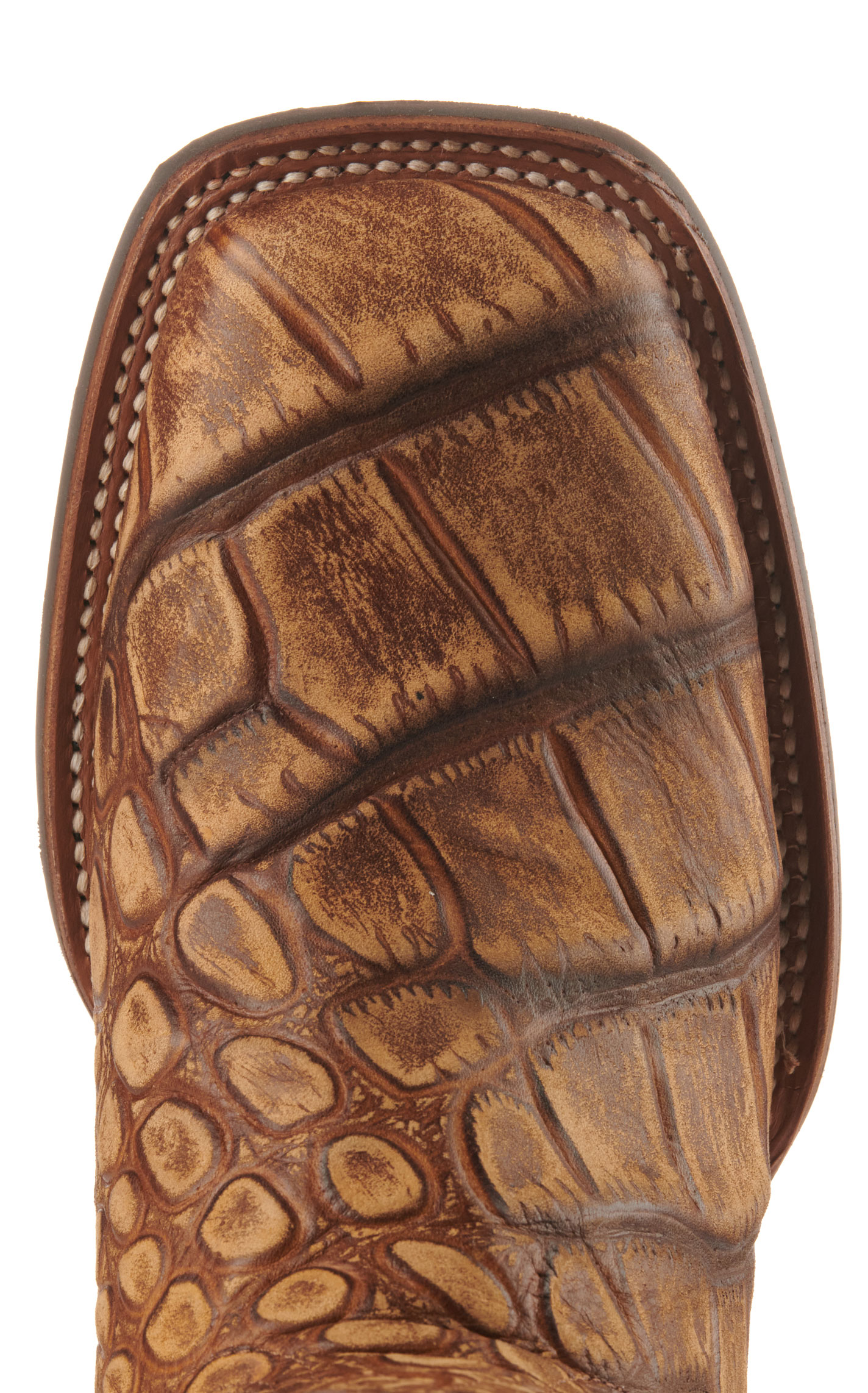 Cavender's Men's Intrepid Turquoise and Rustic Tan Alligator Print Wide Square Toe Cowboy Boot - Image 1