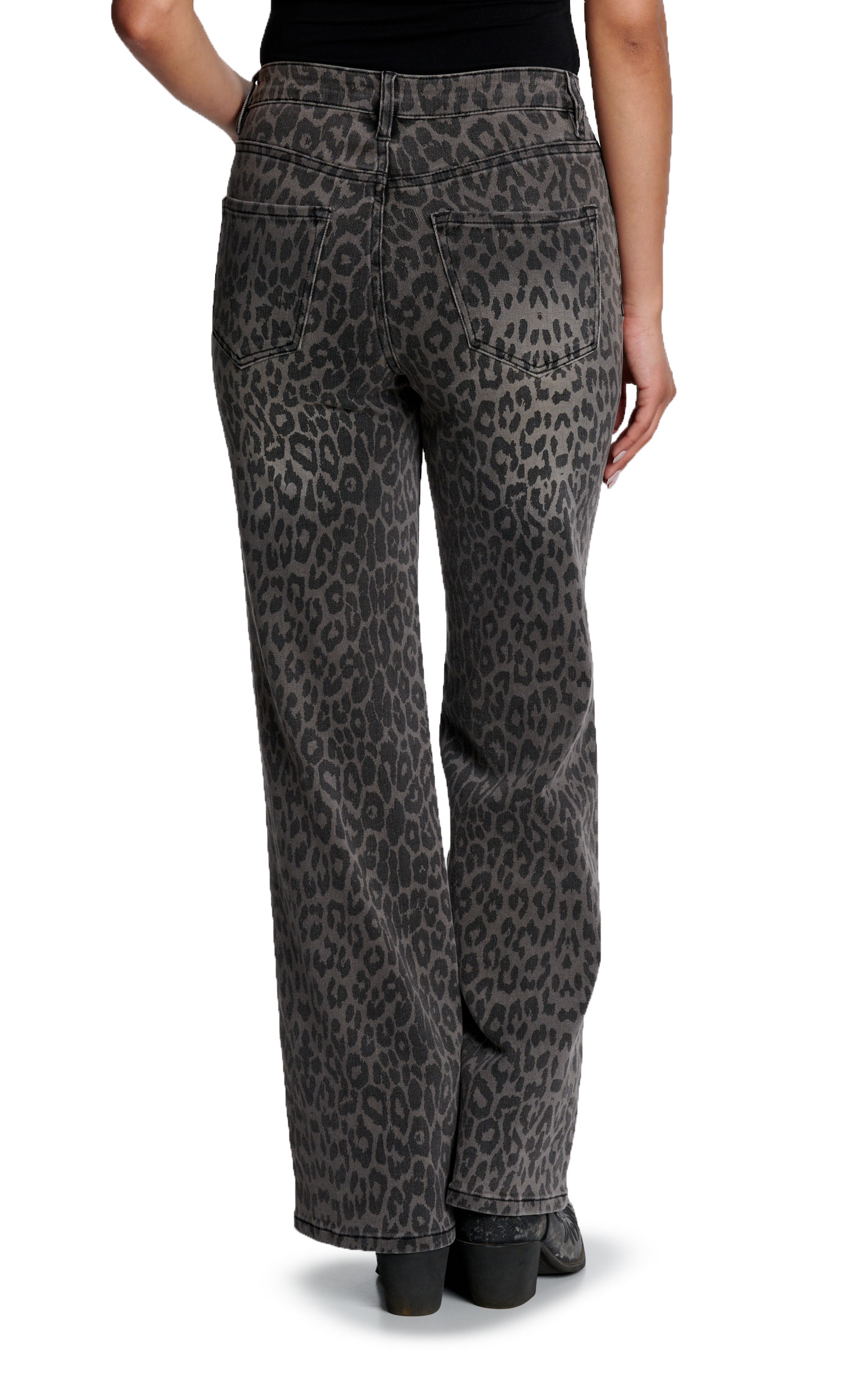 Bayeas Women's Leopard Print Black Wide Leg Jeans - Image 1