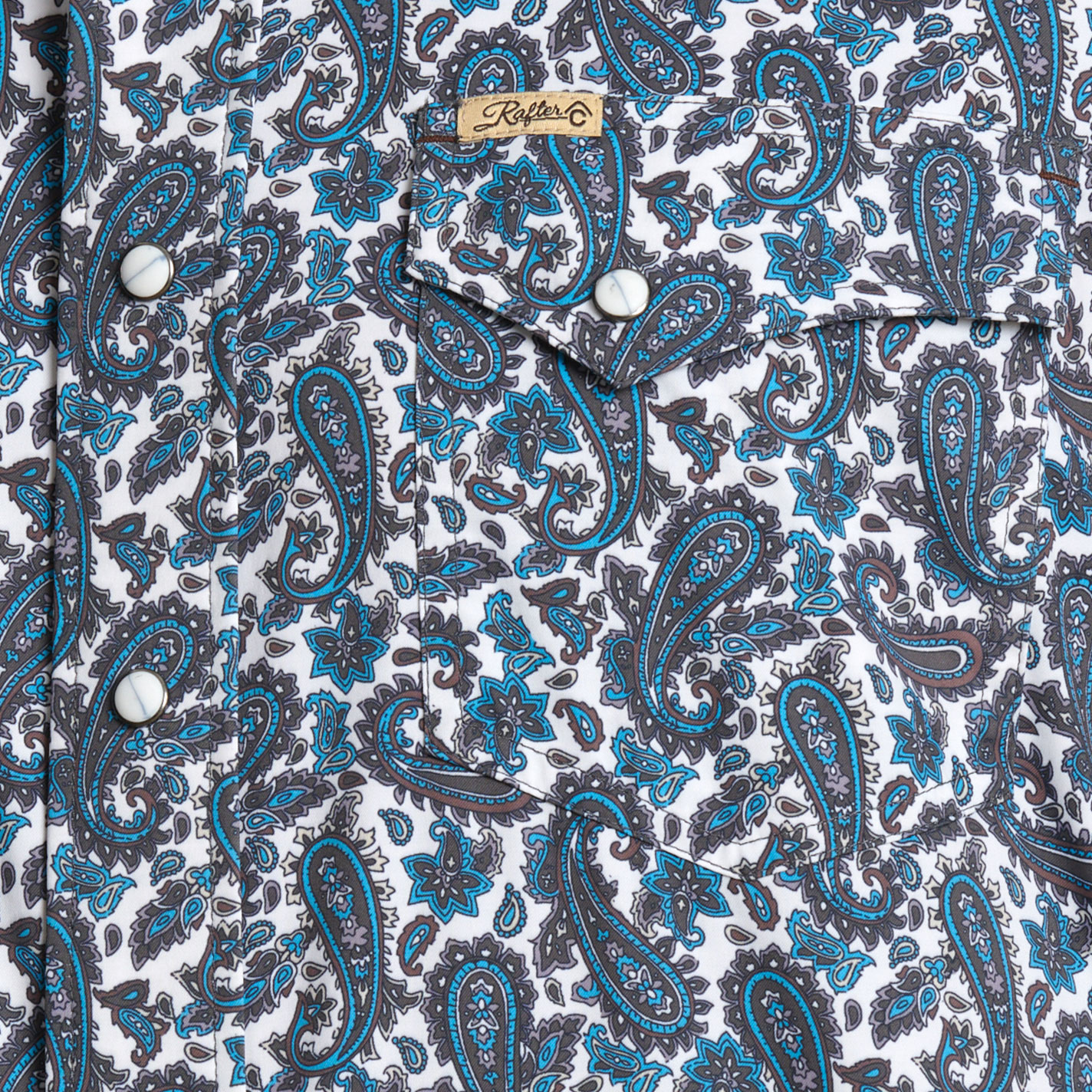 Rafter C Men's Charcoal & Blue Paisley Stretch Western Shirt - Image 1