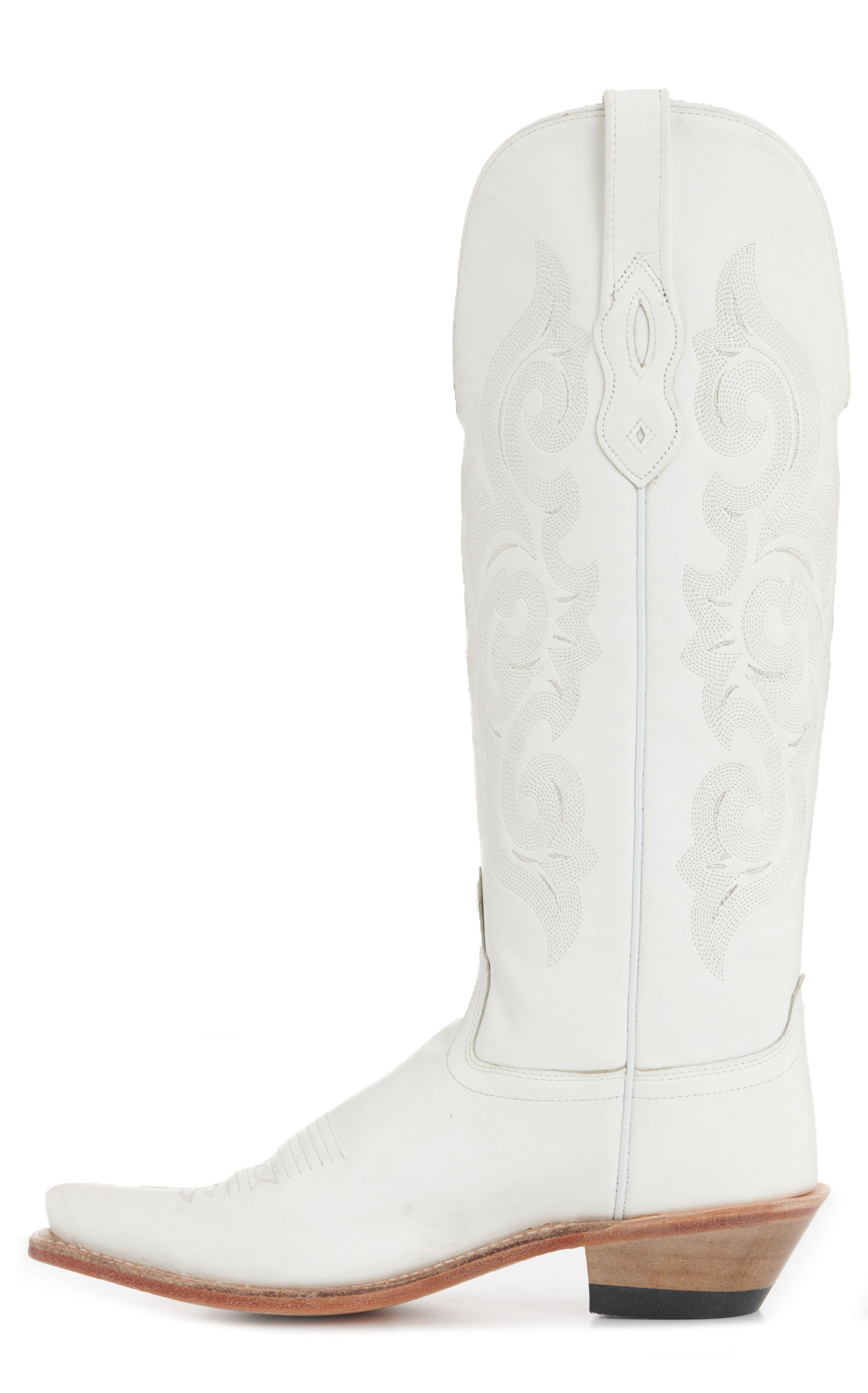 Old West Women's White Snip Toe Tall Cowboy Boots - Image 1