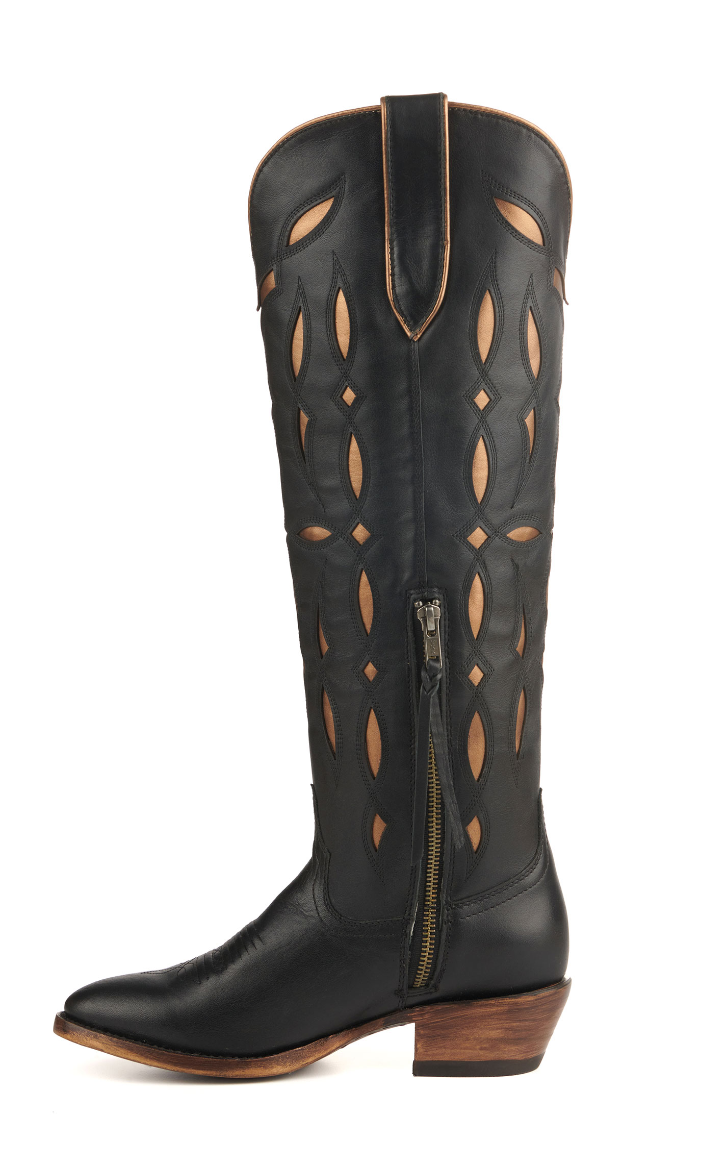 Ariat Women's Saylor Black with Gold Inlay StretchFit R-Toe Cowboy Boots - Image 1