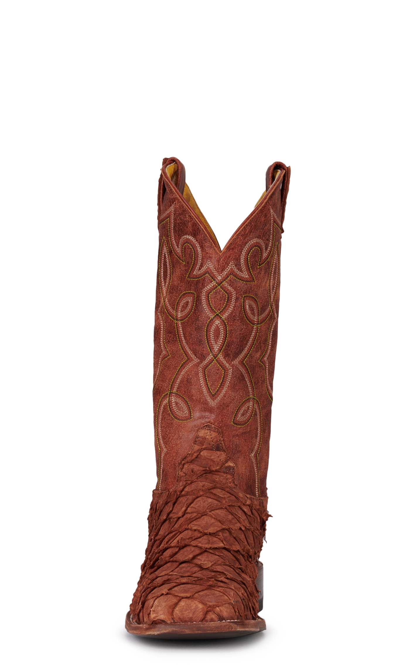 Cavender's Men's Mango Buffalo and Peanut Piracuru Wide Square Toe Exotic Cowboy Boots - Image 1