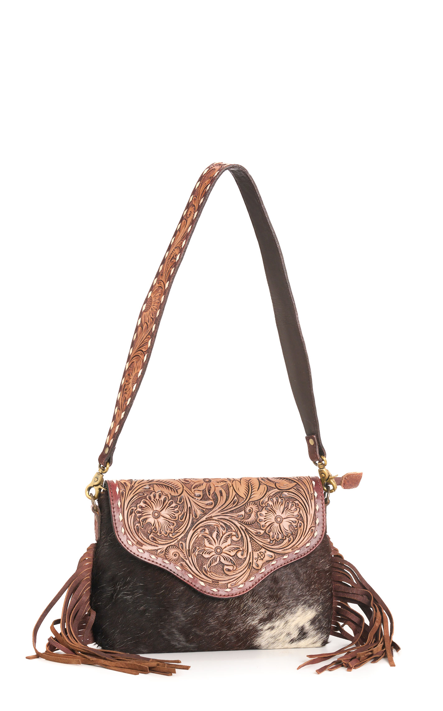 American Darling Tooled Hair on Hide Braided Crossbody - Image 1
