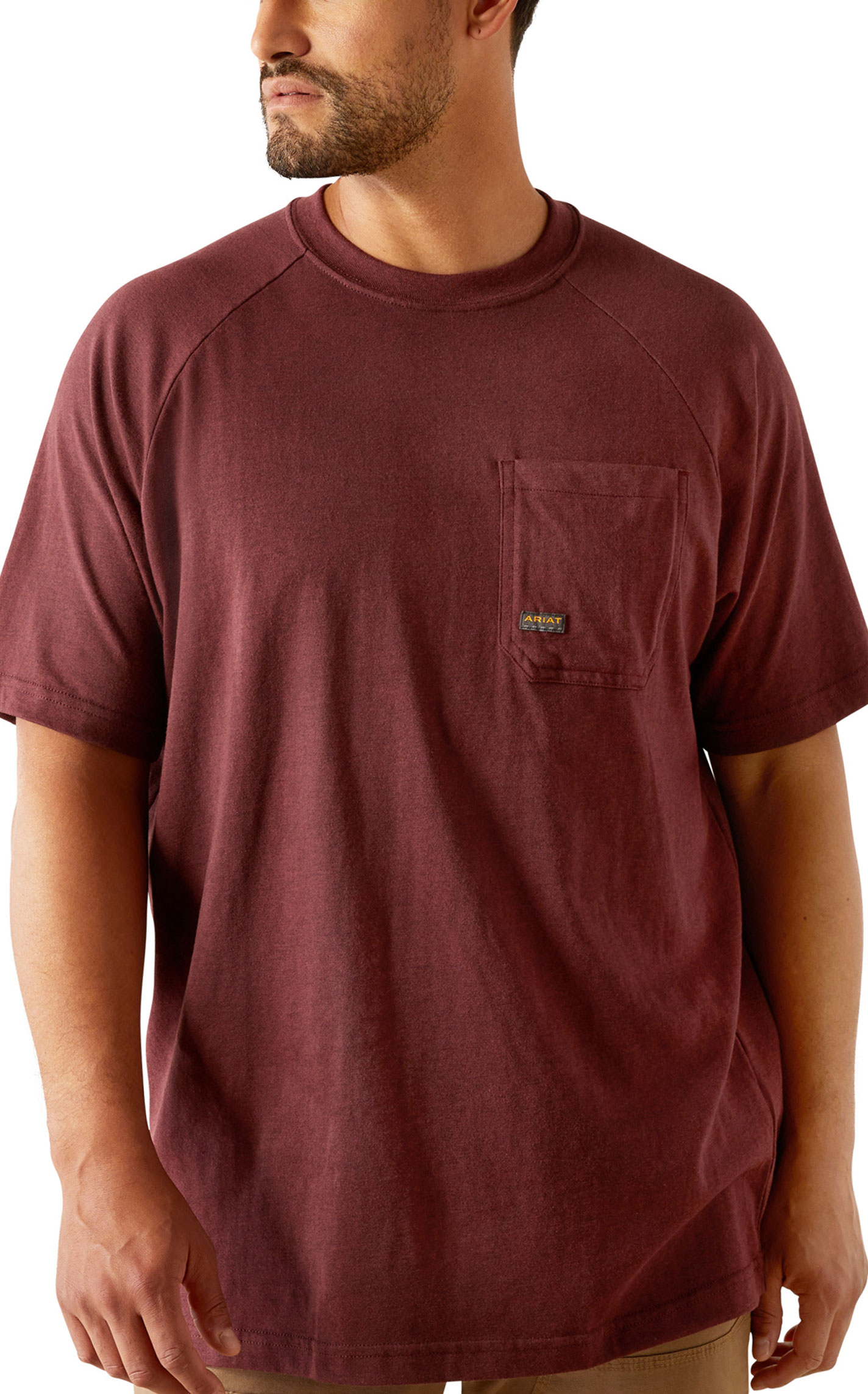 Ariat Rebar Men's Burgundy Heather Born for This Logo Graphic Work T-Shirt - Image 1