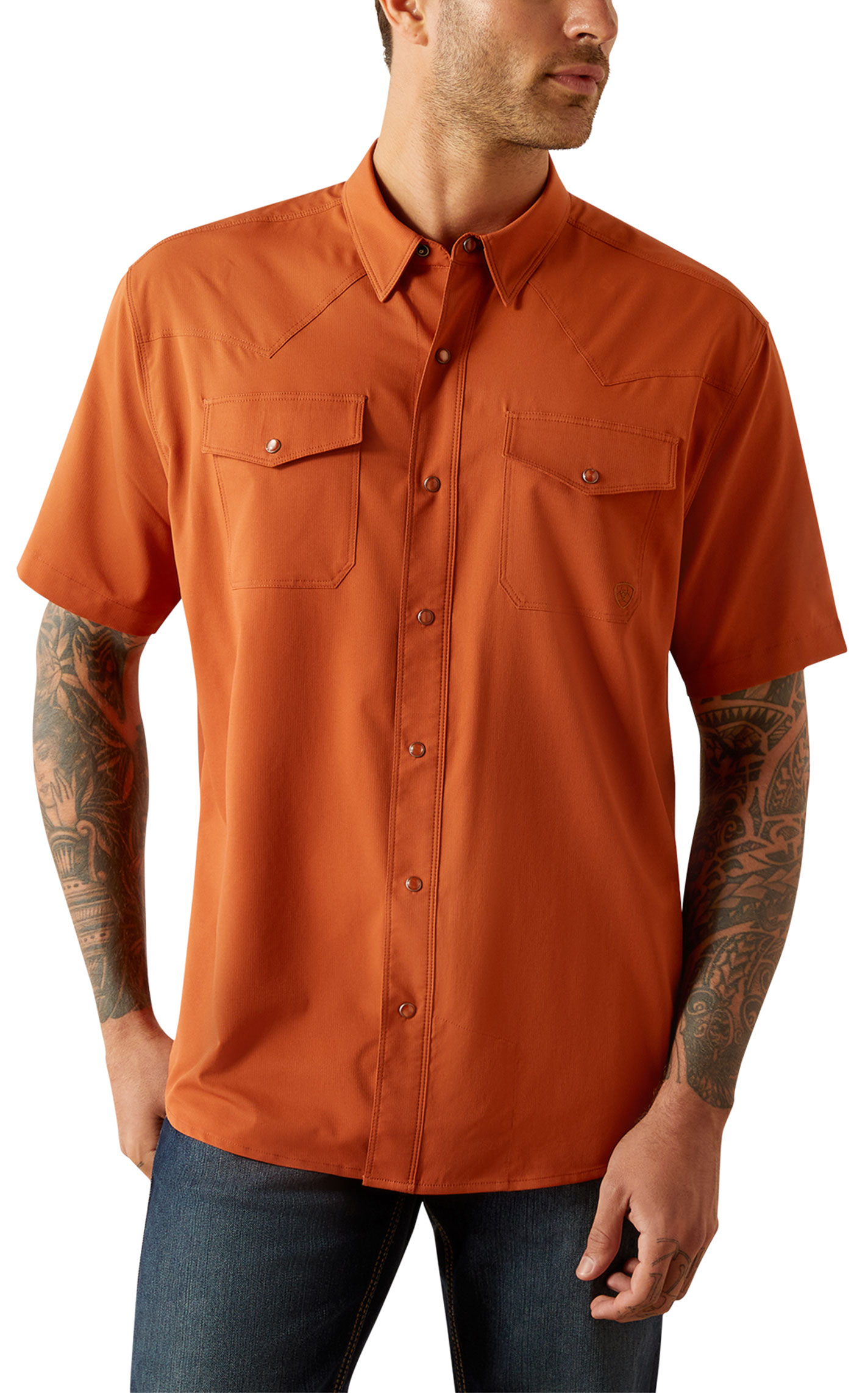 Ariat VentTek Solid Rust Western Shirt - Image 1
