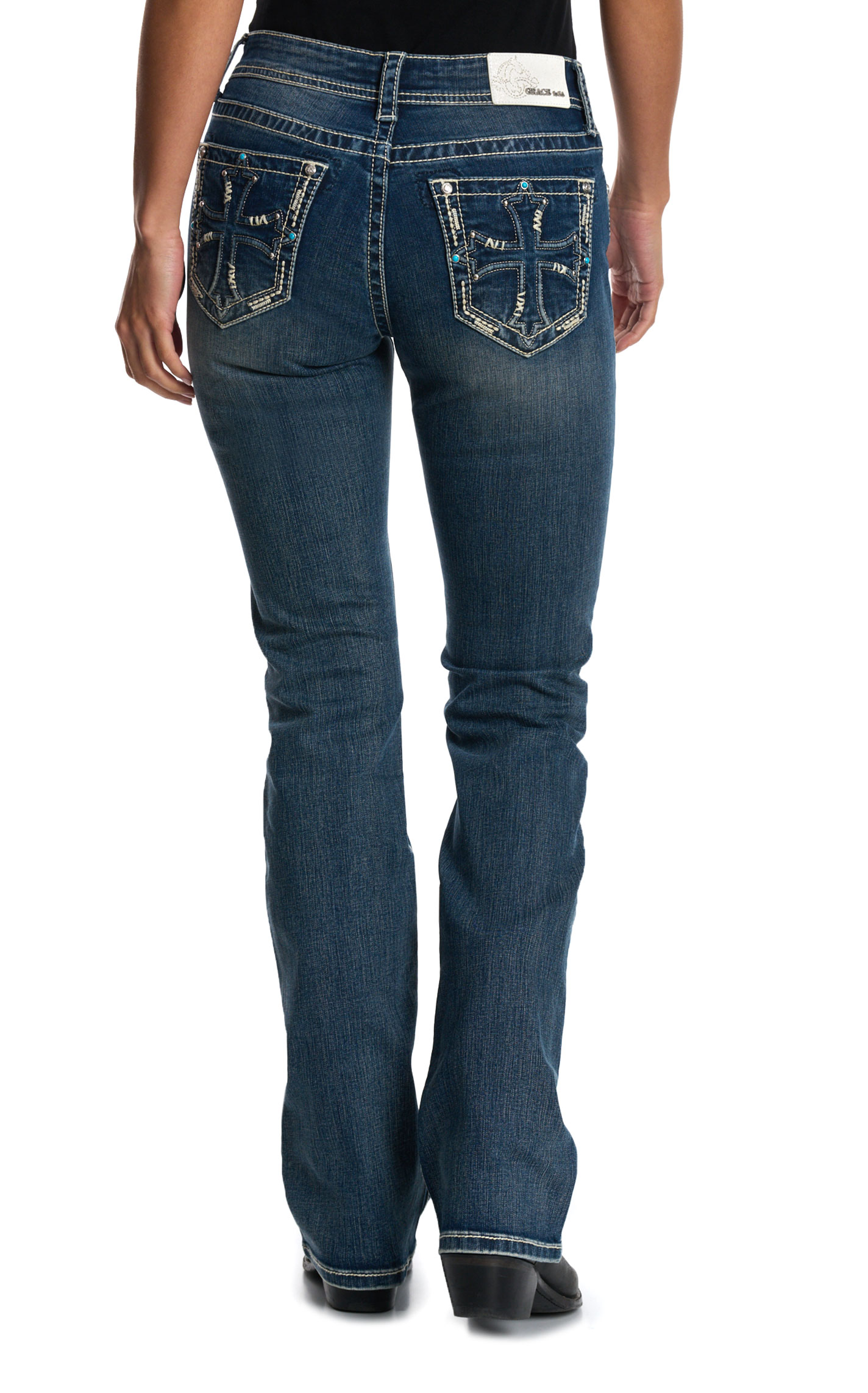 Grace in L.A. Women's Medium Wash Cross Jeans - Plus Sizes - Image 1