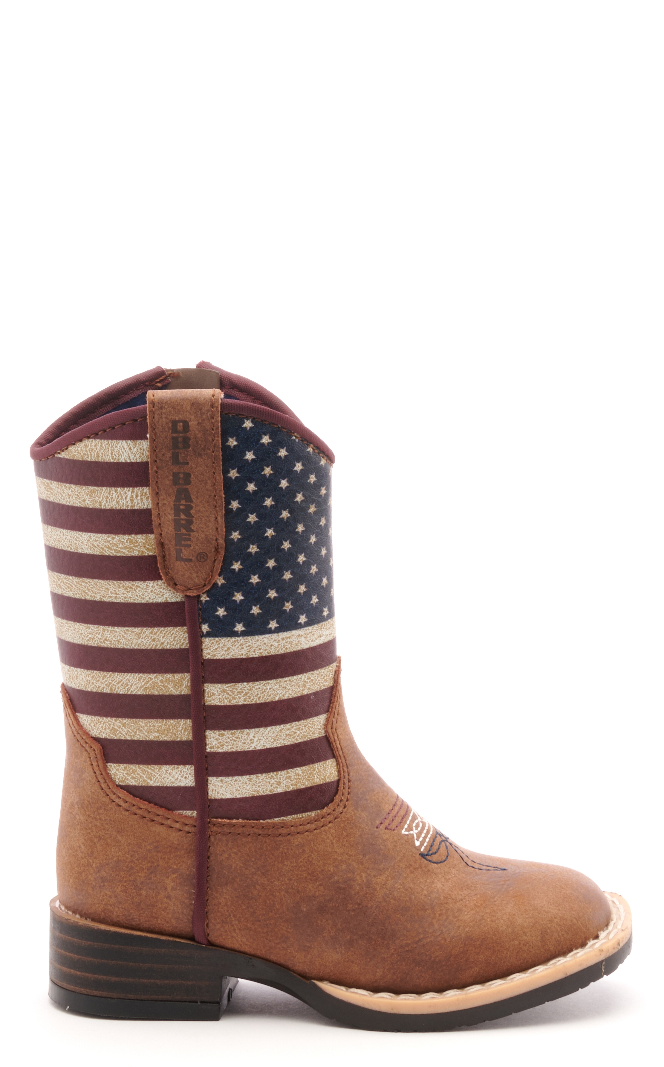 Twister Toddler Brown and USA Flag Square Toe Cowboy Boots - Image 1