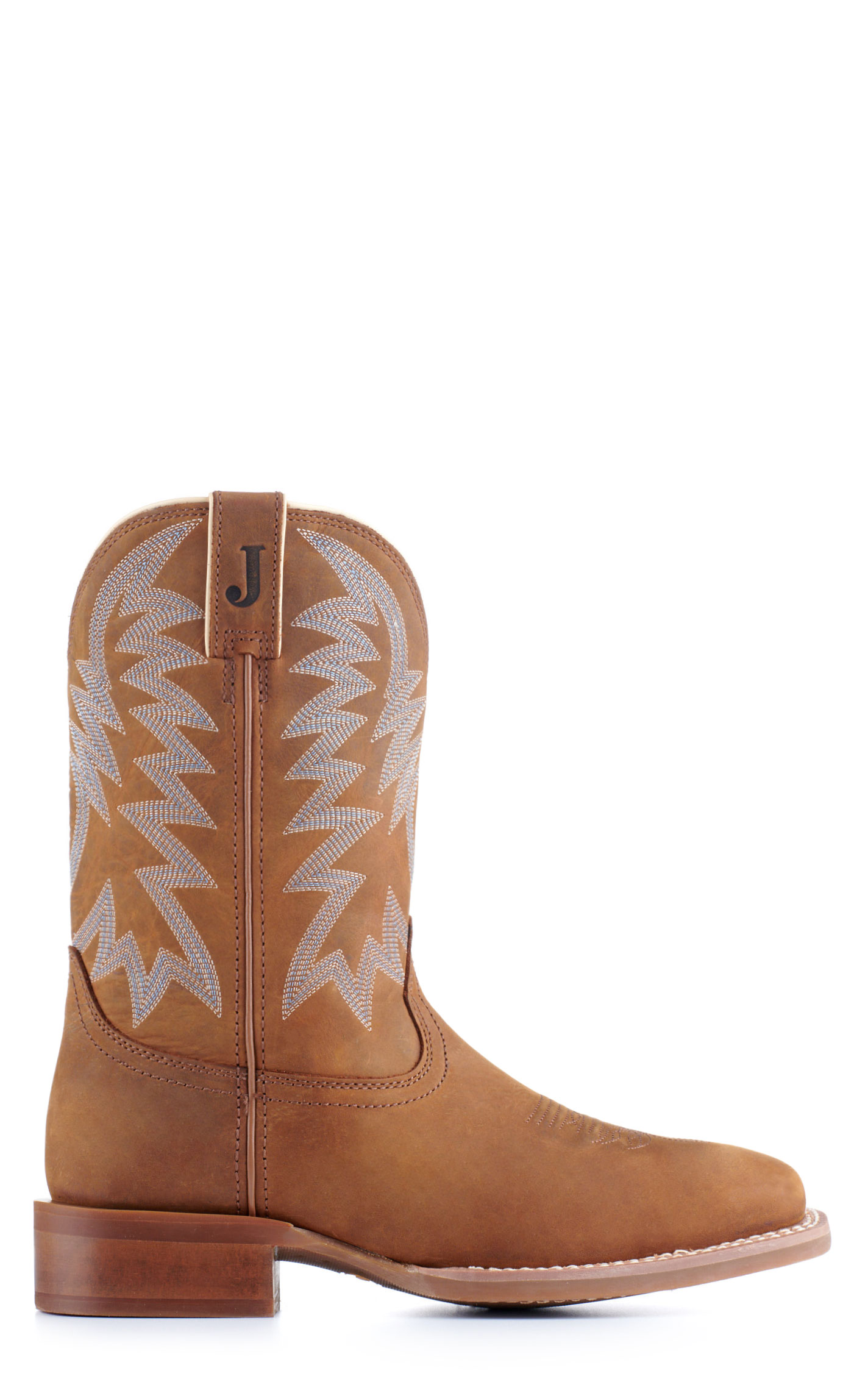 Justin Men's Frontier War Dog Brown Wide Square Toe Cowboy Boots - Image 1