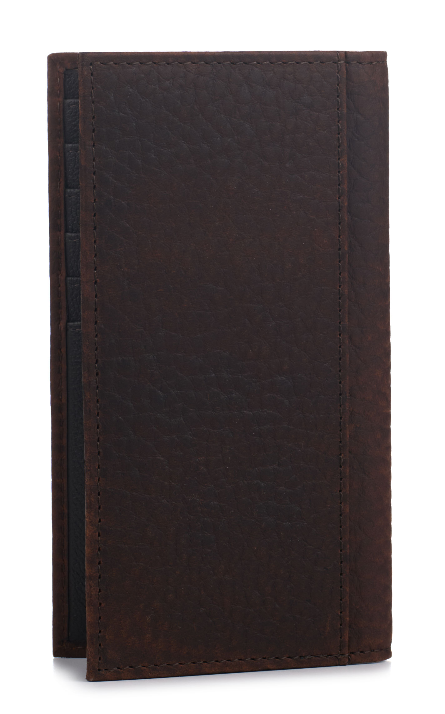 Ariat Men's Chocolate Bullhide & Shield Logo Rodeo Wallet - Image 1