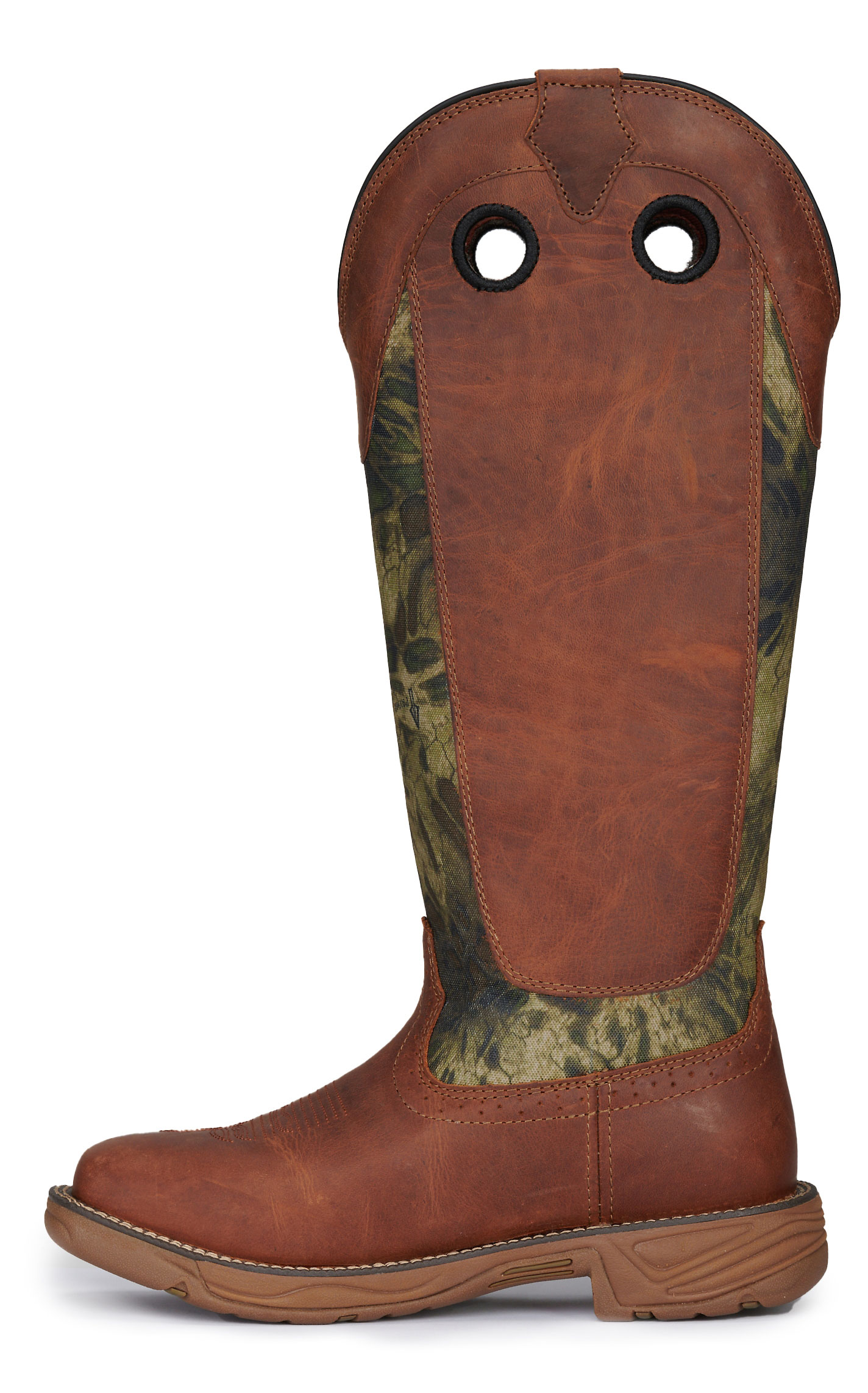 Justin Men's Strike Russet Brown and Camo EH Wide Square Toe Snake Boots - Image 1