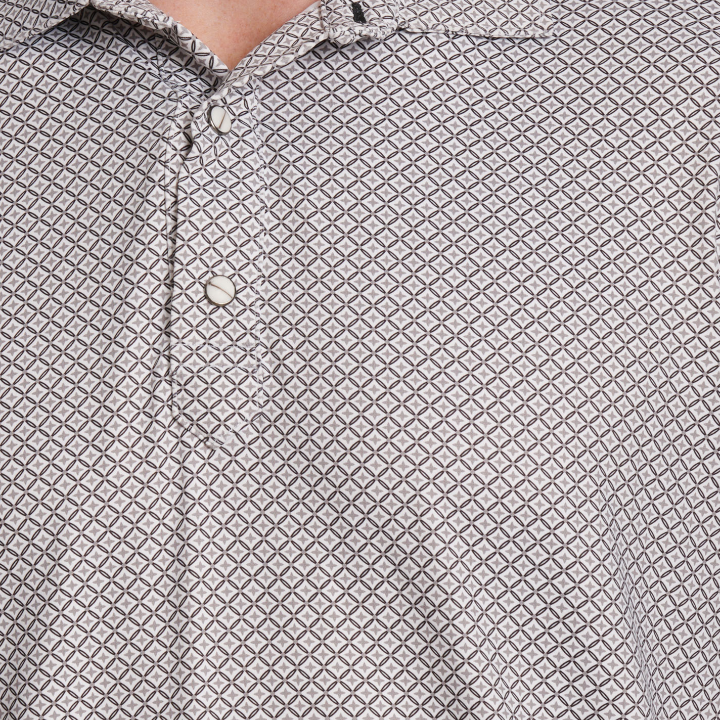 Rafter C Men's White & Gray Geo Polo Shirt - Image 1