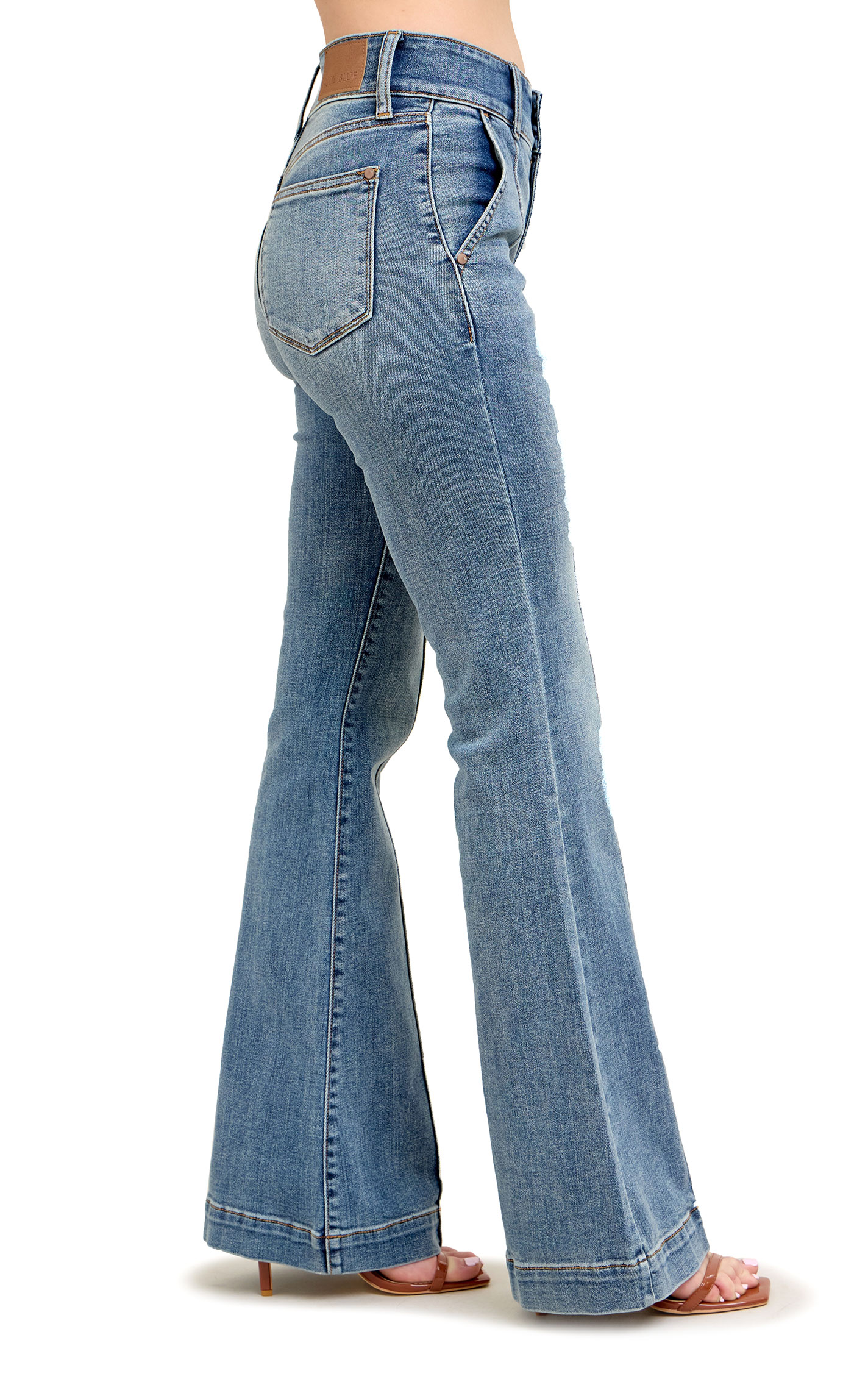 Judy Blue Women's Medium Wash High Rise Trouser Flare Jeans - Image 1