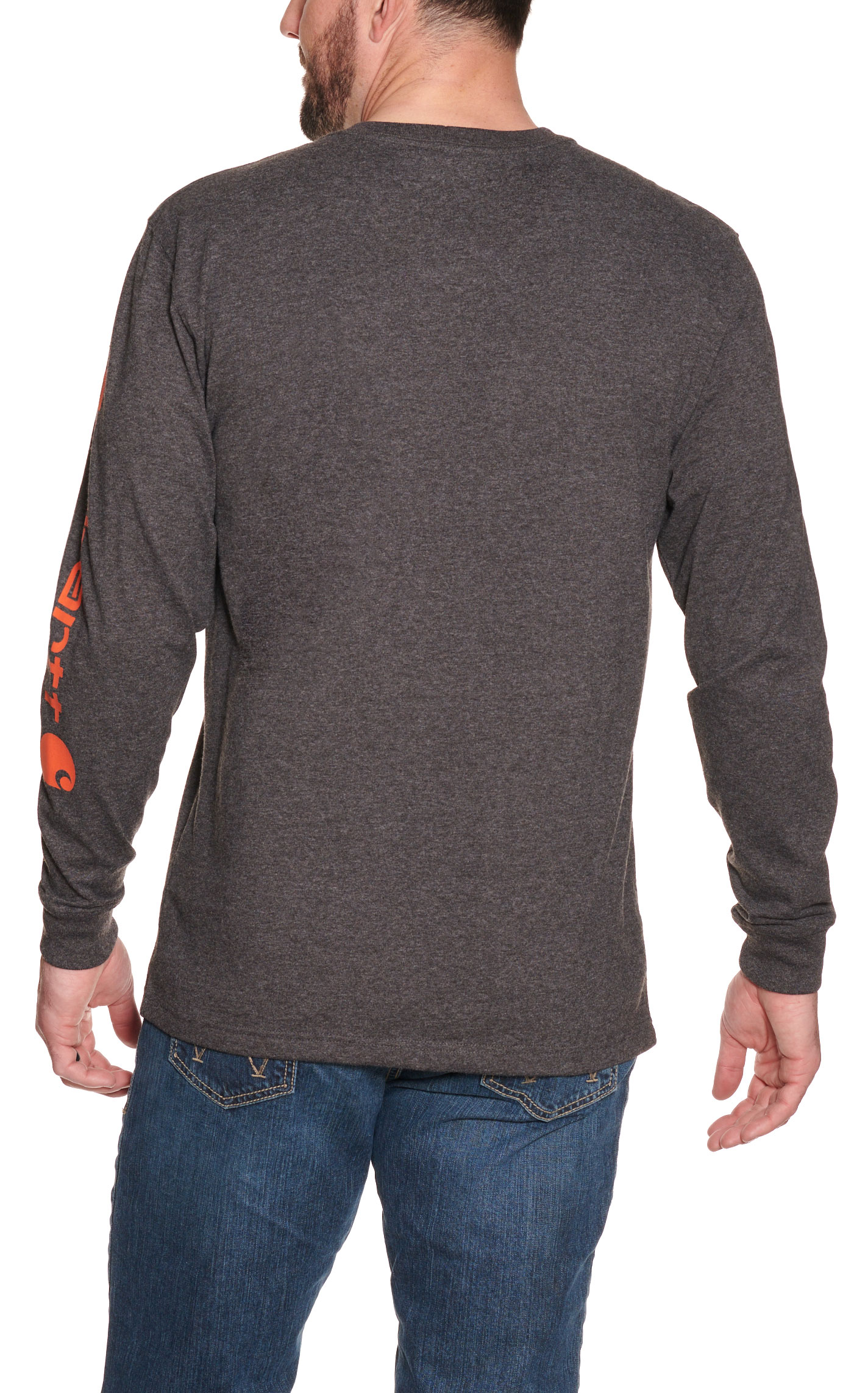 Carhartt Men's Heather Charcoal Logo Graphic Sleeve T-Shirt - Image 3
