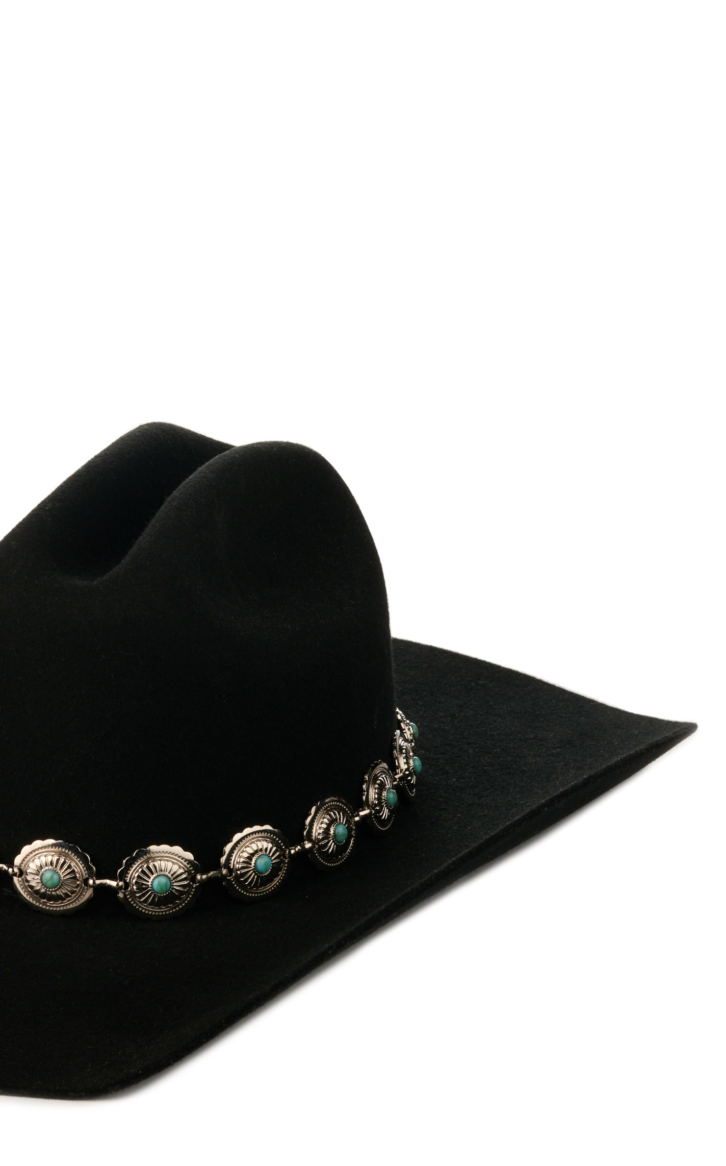3D Belt Co. Silver with Turquoise Stones Concho Hat Band - Image 1