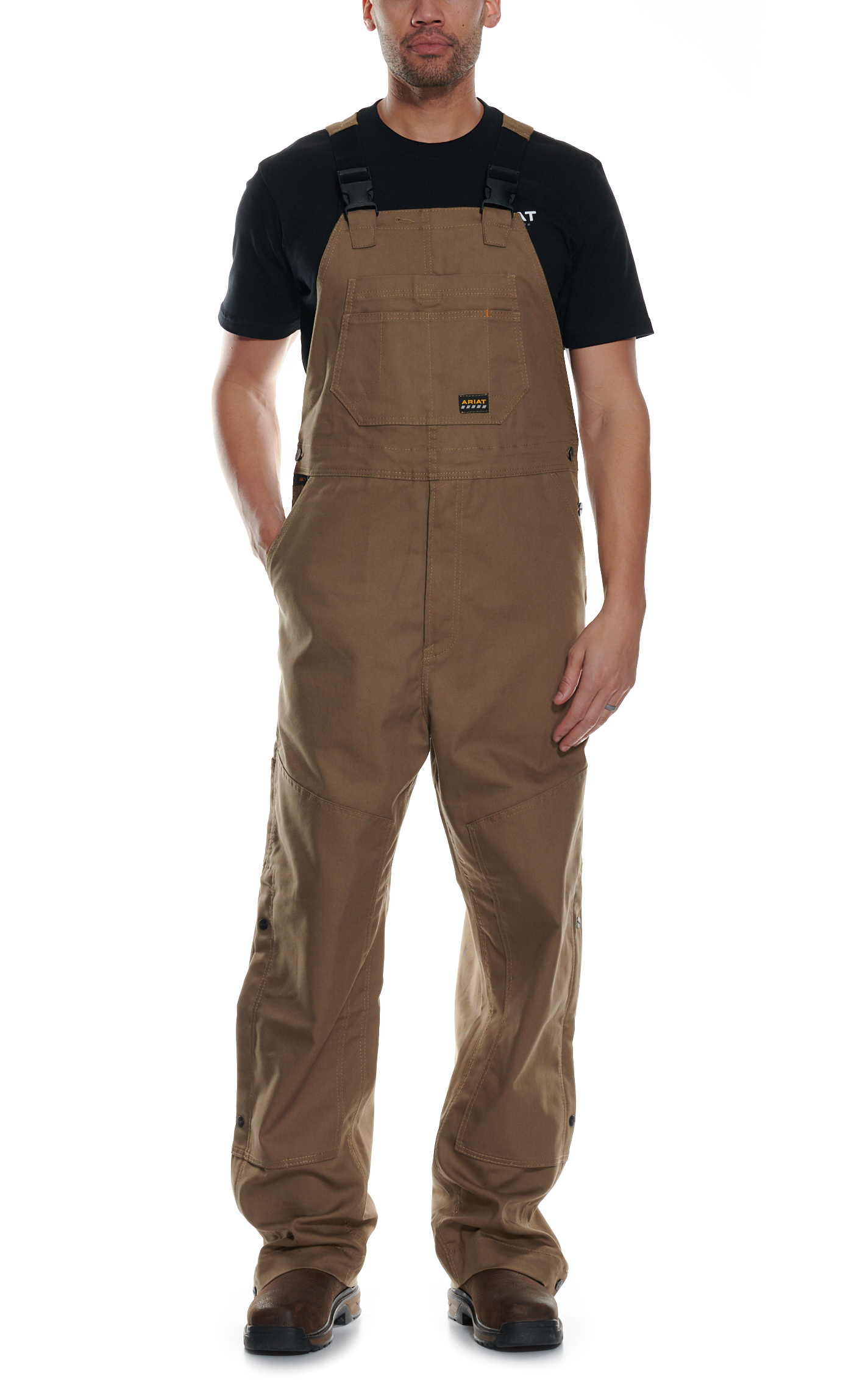 Ariat Men's Rebar Khaki Duracanvas Unlined Bib Work Overalls - Big & Tall Sizes - Image 3