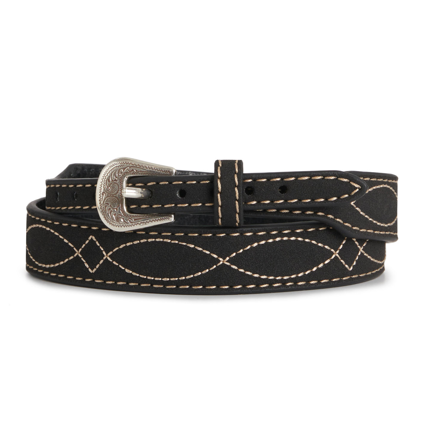 3D Belt Co Black Roughout Boot Stitch Hatband - Image 1