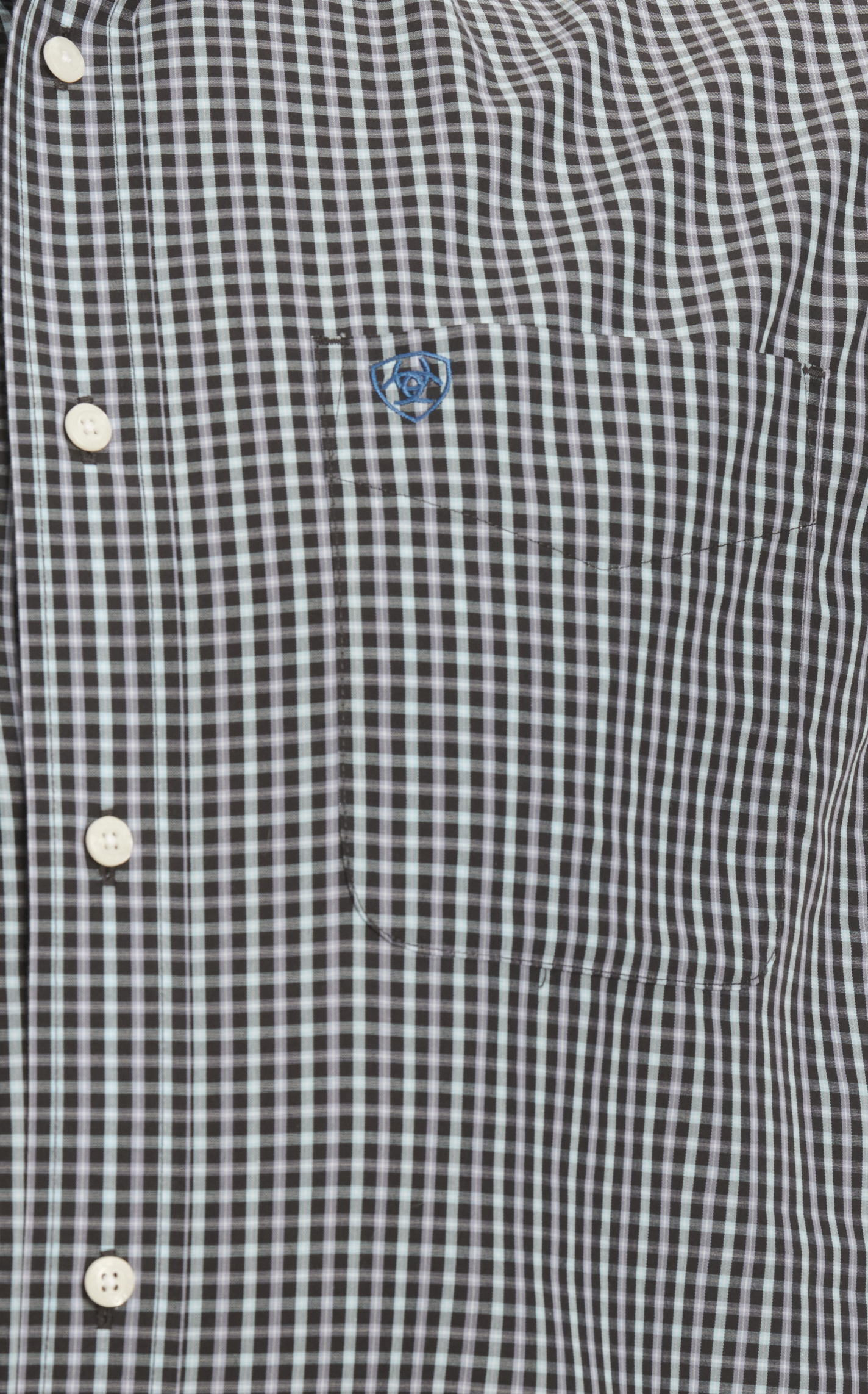 Ariat Men's Luther Black & Blue Plaid Western Shirt - Image 1