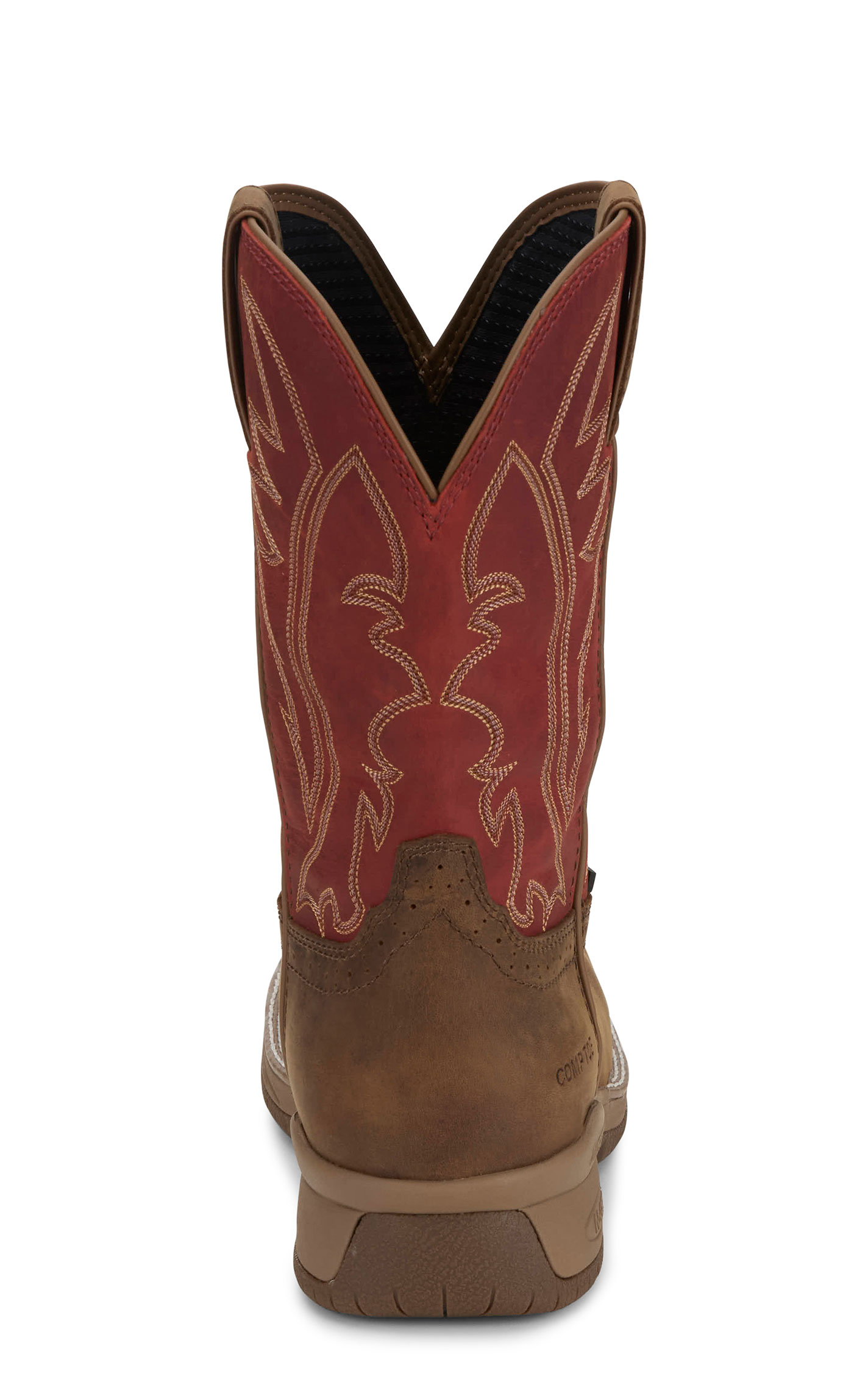 Justin Men's Brown & Red Nitread Waterproof Oil & Slip Resistant Work Boots - Image 1