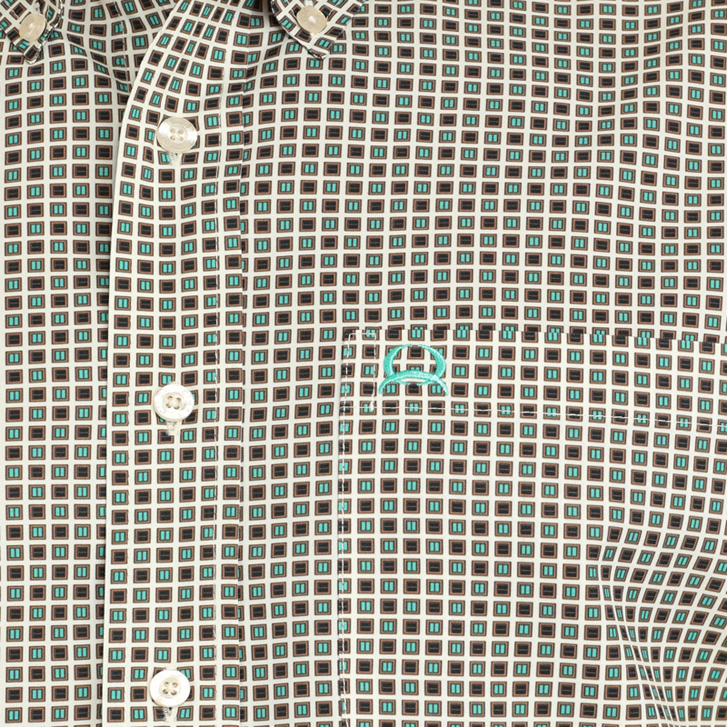 Cinch Men's ArenaFlex Cream & Sea Green Geo Western Shirt - Image 1