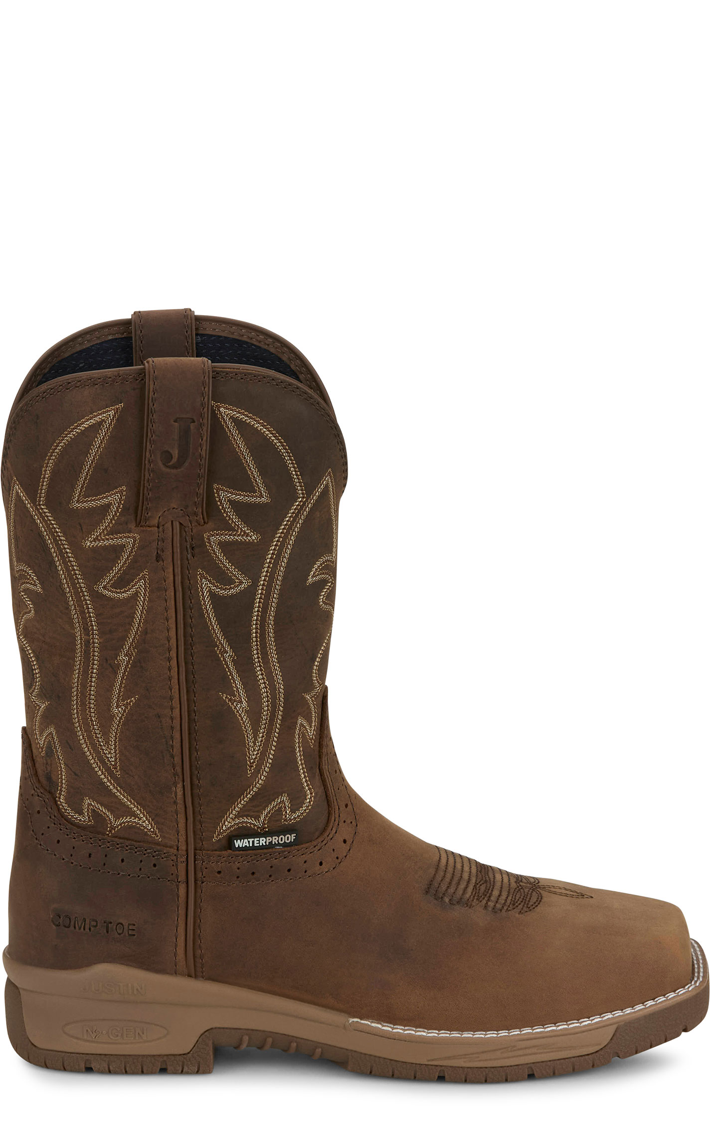 Justin Men's Brown Nitread Waterproof Oil & Slip Resistant Work Boots - Image 1