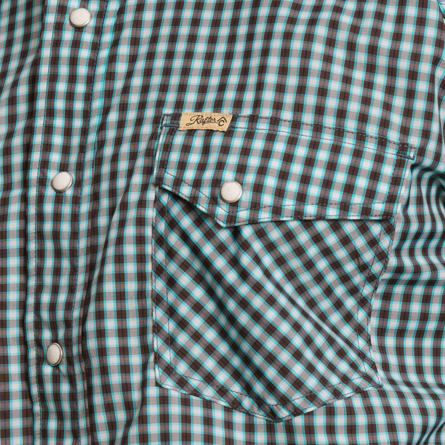 Rafter C Men's Turquoise & Chocolate Plaid Western Shirt - Image 1