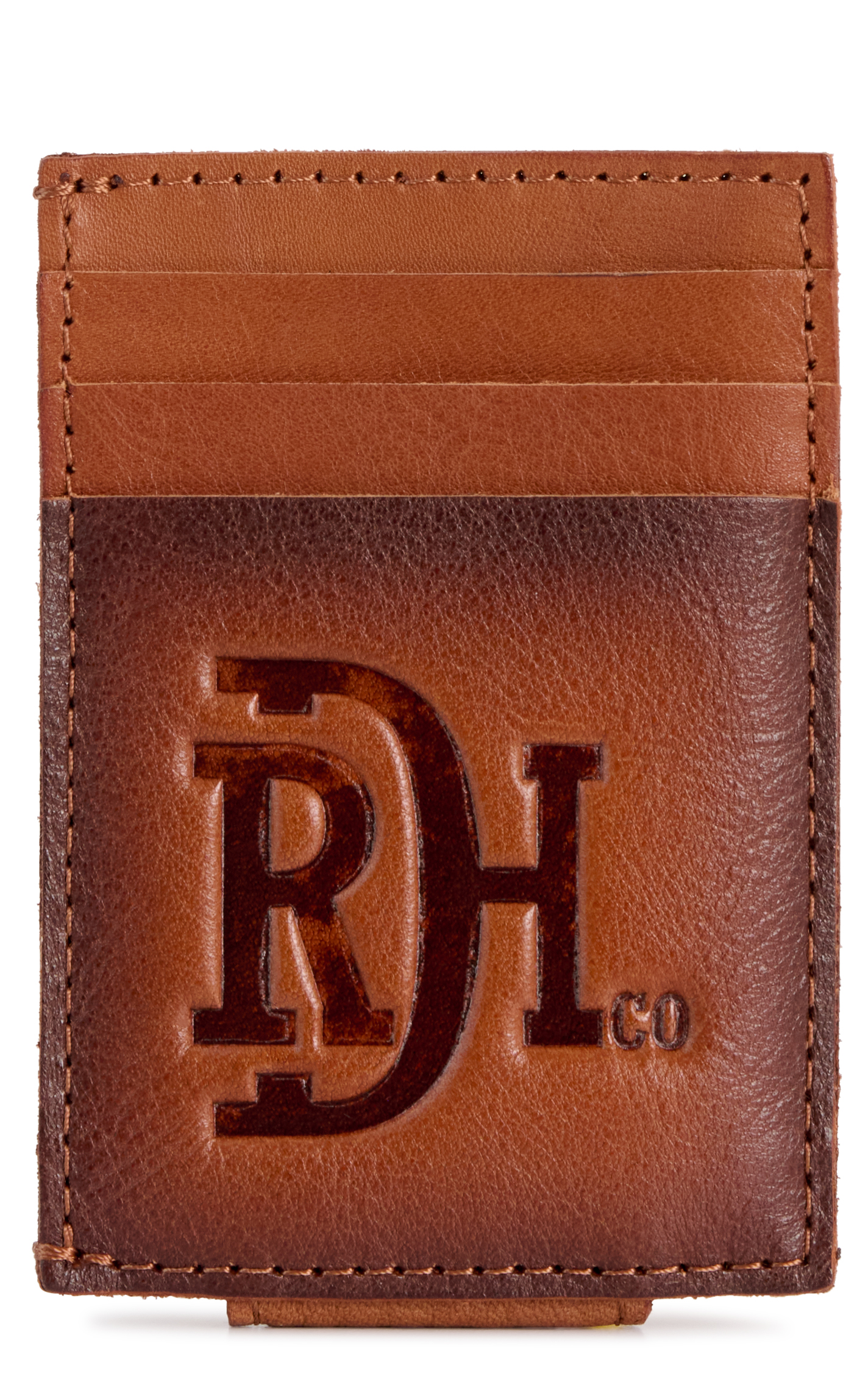 Red Dirt Hat Co. Brown Leather Logo Money Clip Card Case - Image 1