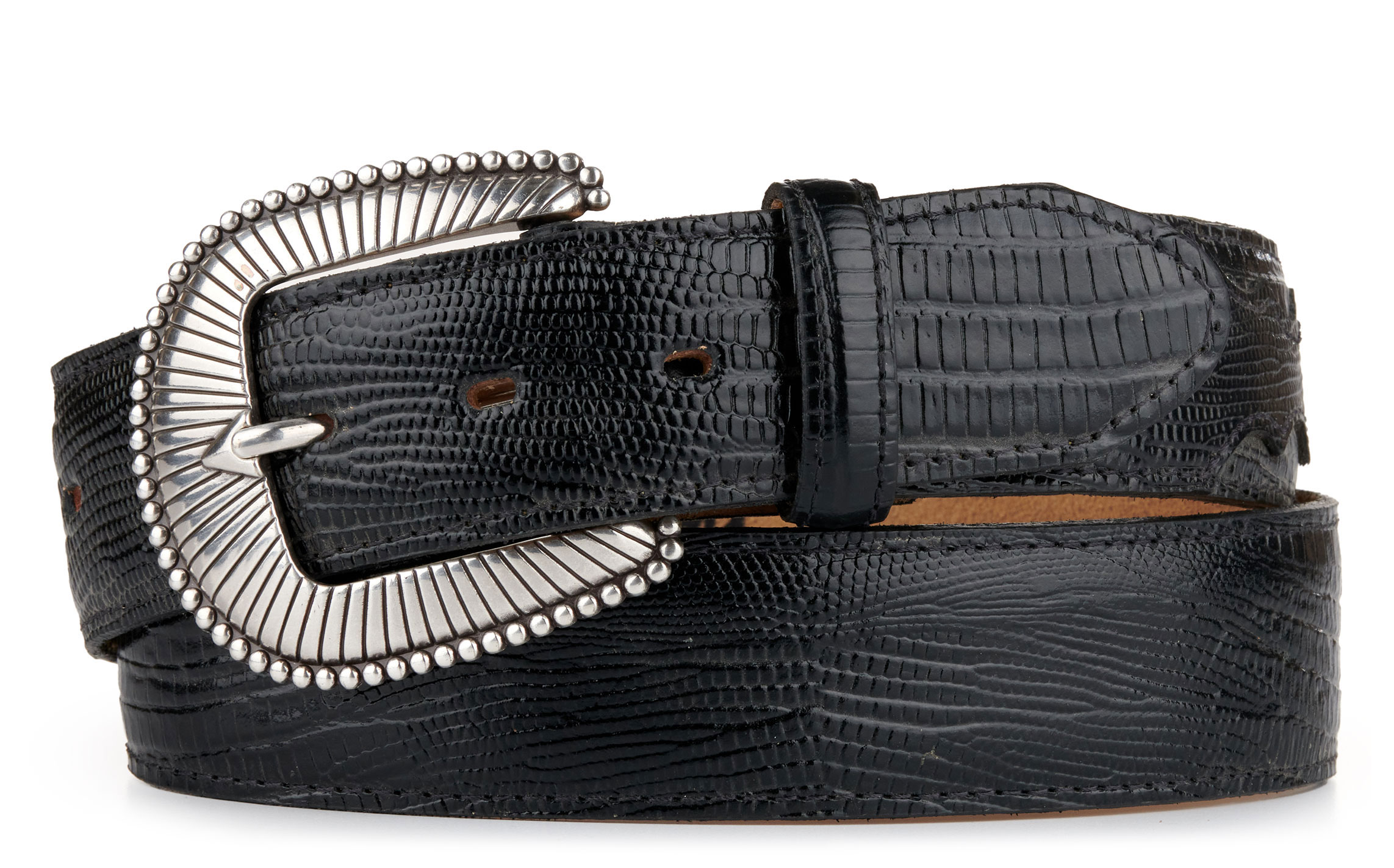 Tony Lama Men's Black Lizard Print Belt - Image 1