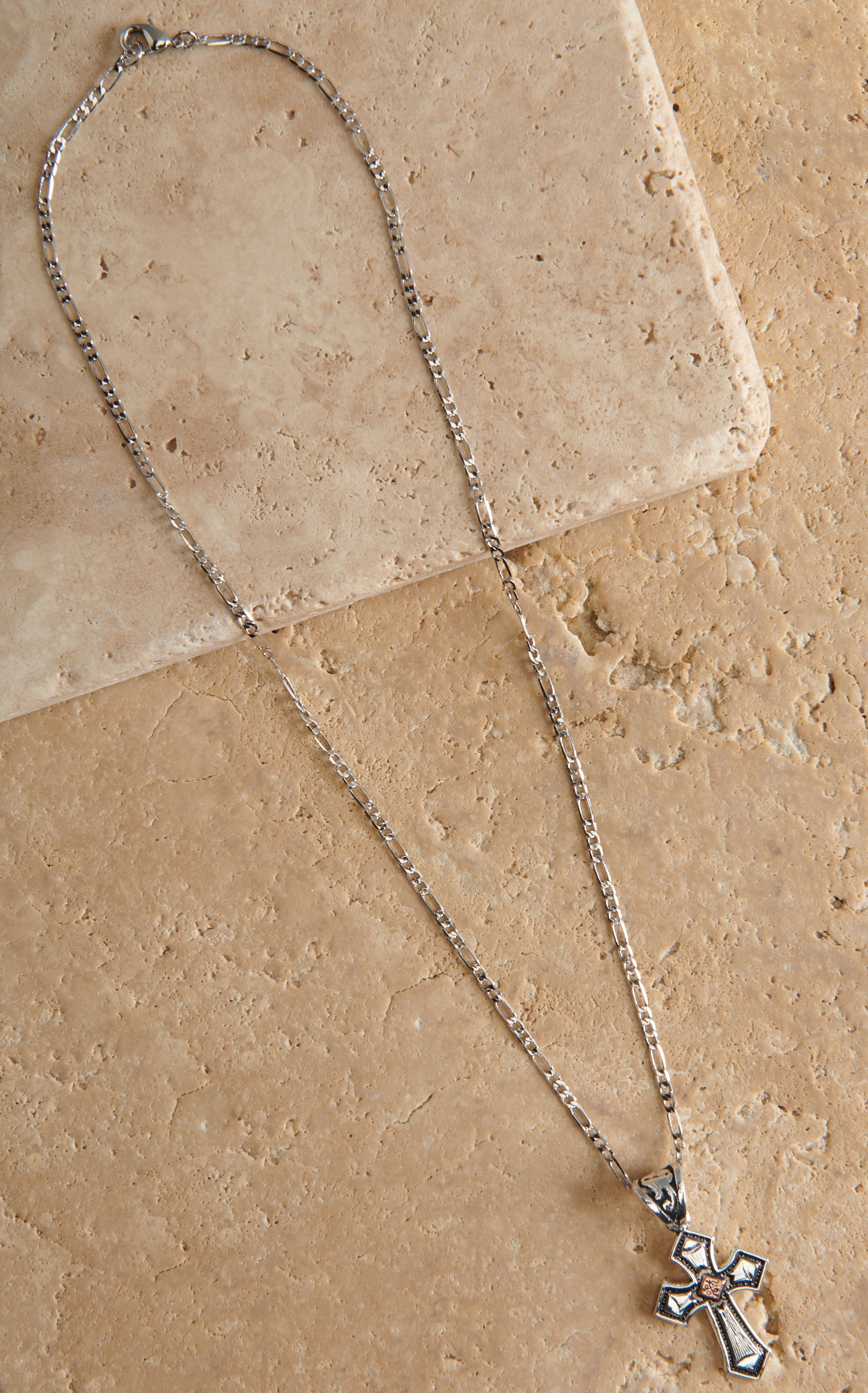Montana Silversmiths Antiqued Silver with Copper Cross Necklace - Image 1