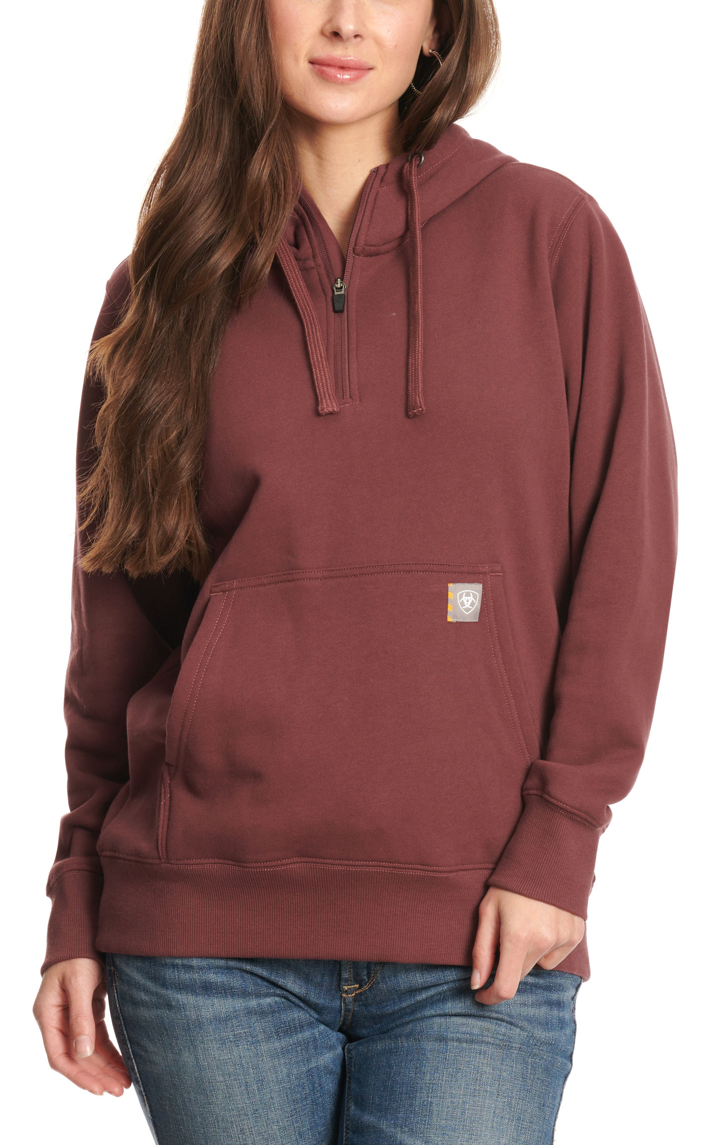 Ariat Women's Rebar Burgundy Skill Set 1/3 Zip Work Hoodie - Image 1