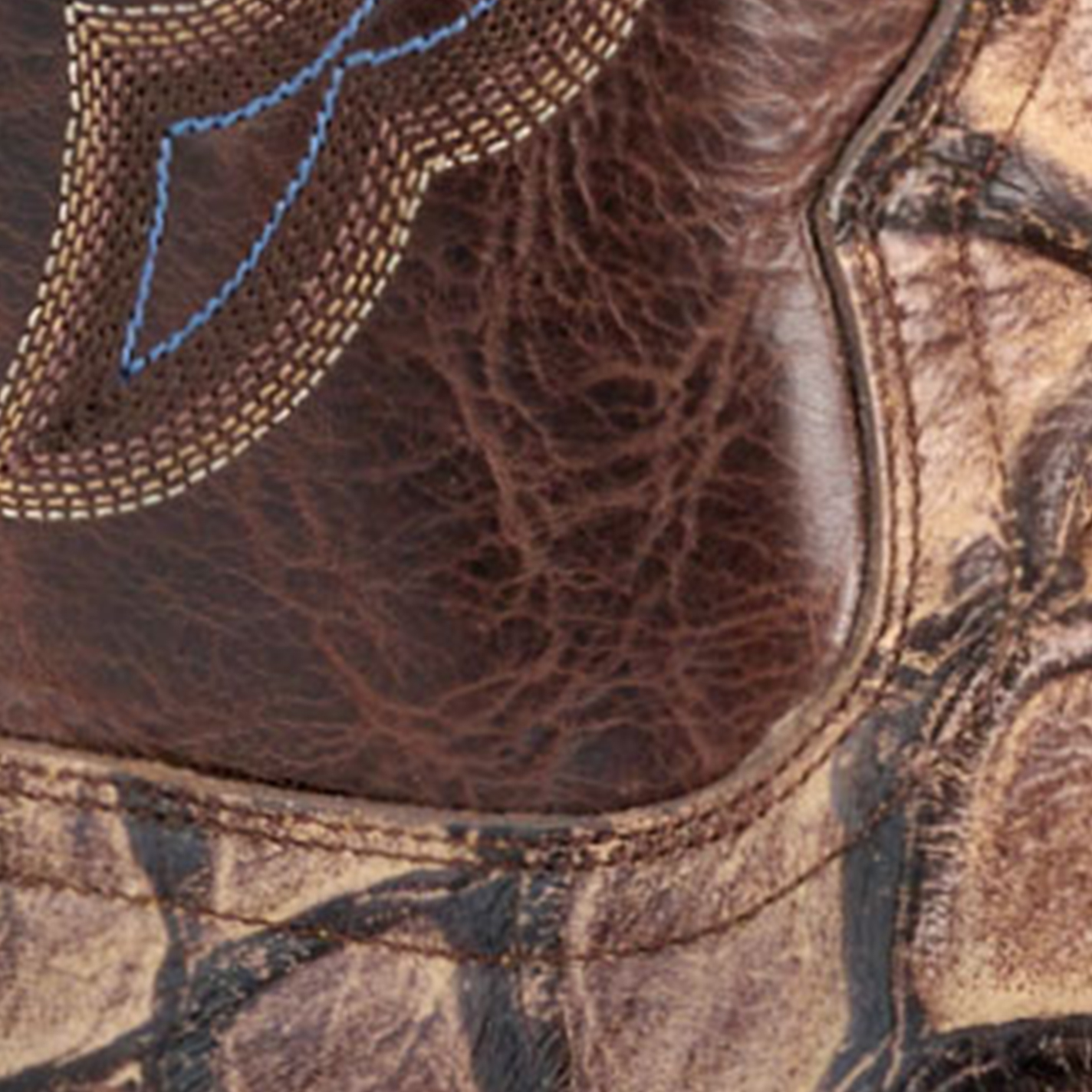 Cavender's Men's Endurance Oak Pirarucu Print and Chocolate Wide Square Toe Cowboy Boots - Image 1