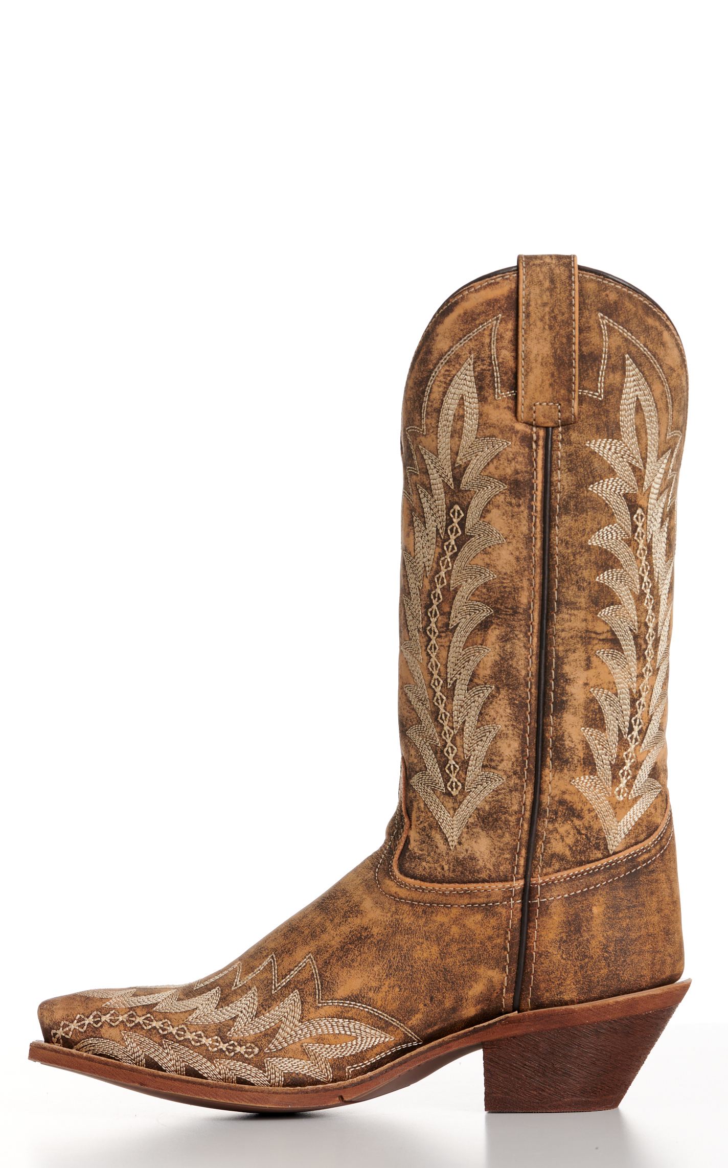Laredo Women's Emmylee Distressed Tan Snip Toe Cowboy Boots - Image 1