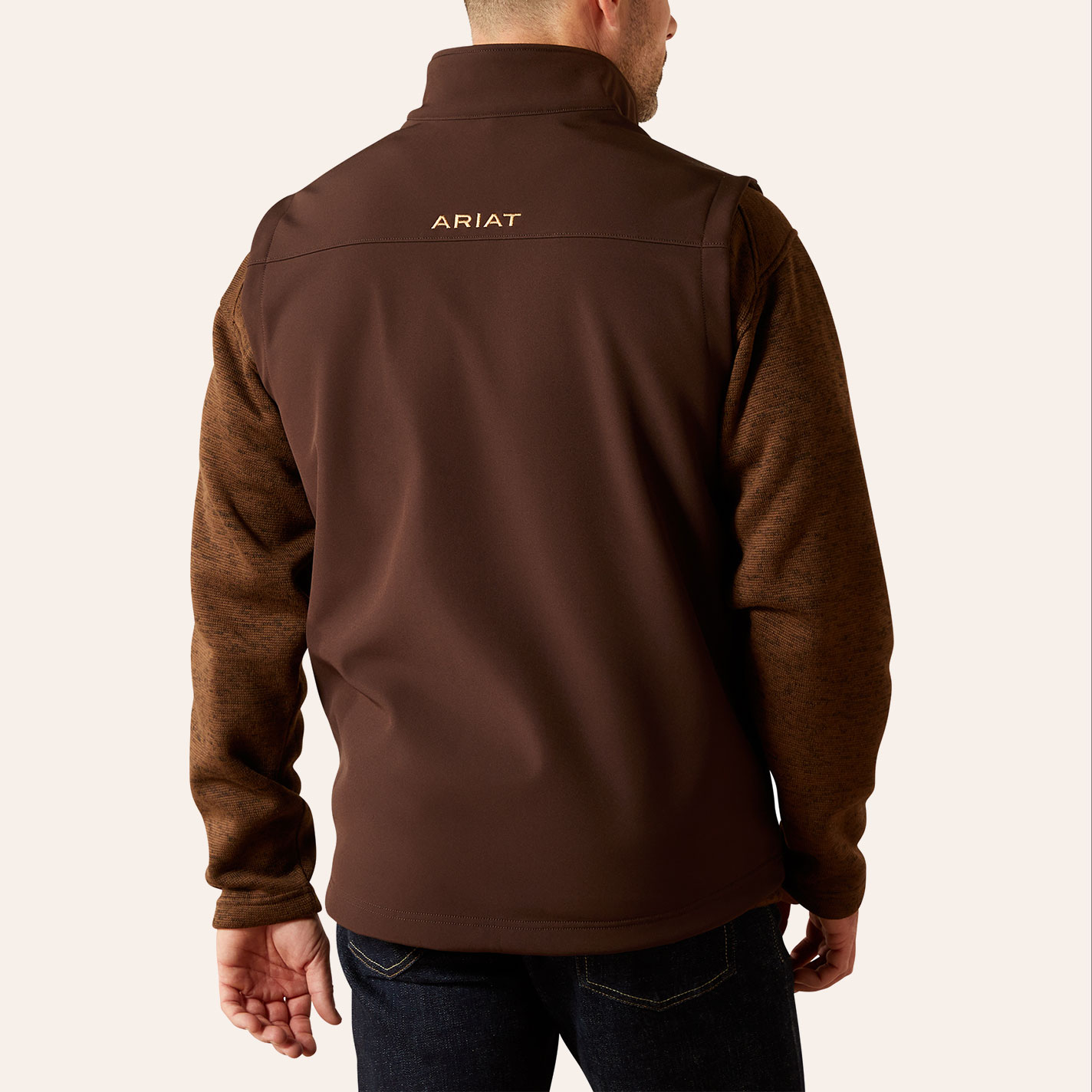 Ariat Men's Vernon Coffee Softshell Vest - Image 1