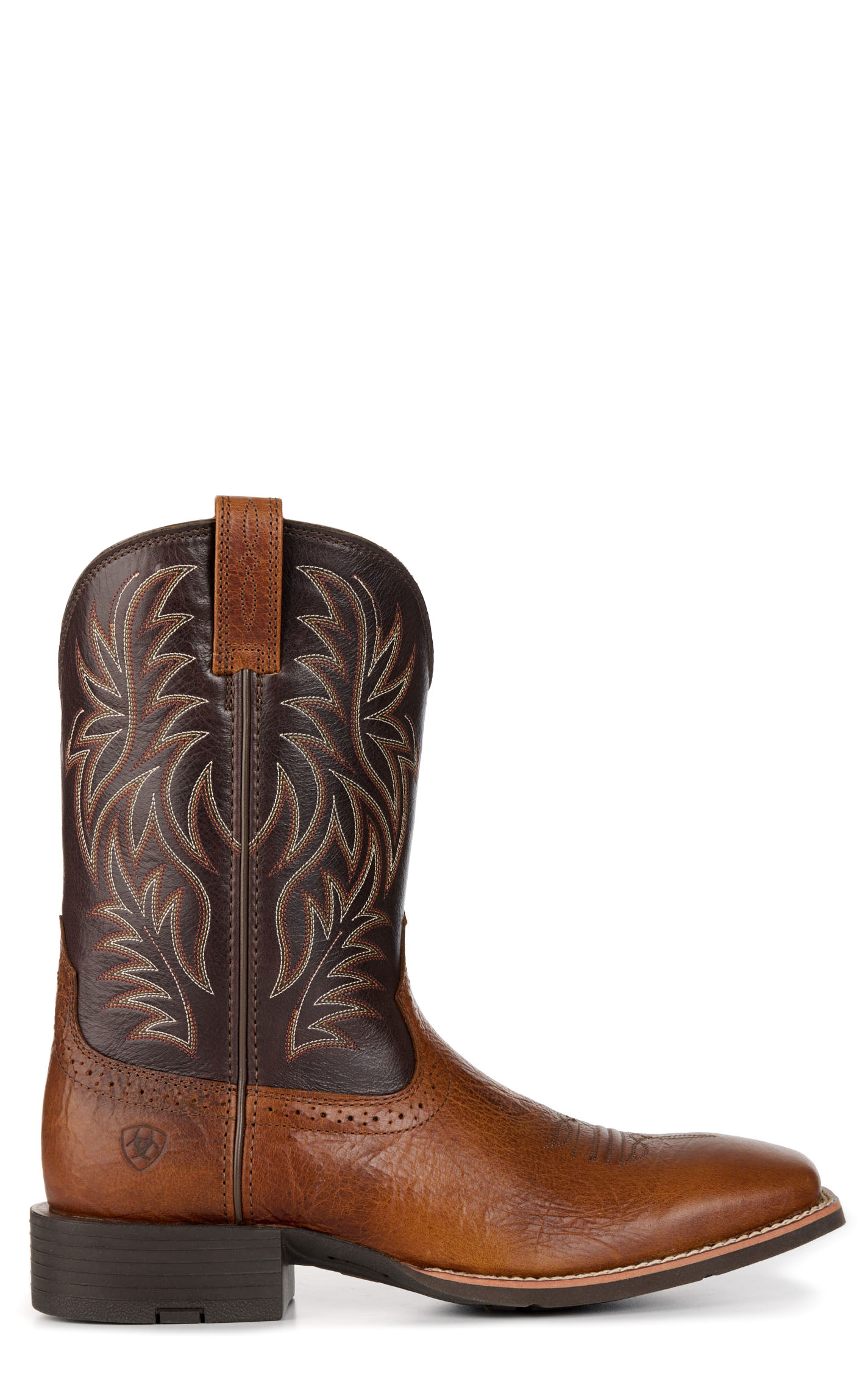 Ariat Men's Sport Peanut Butter and Chaga Brown Wide Square Toe Cowboy Boot - Image 1