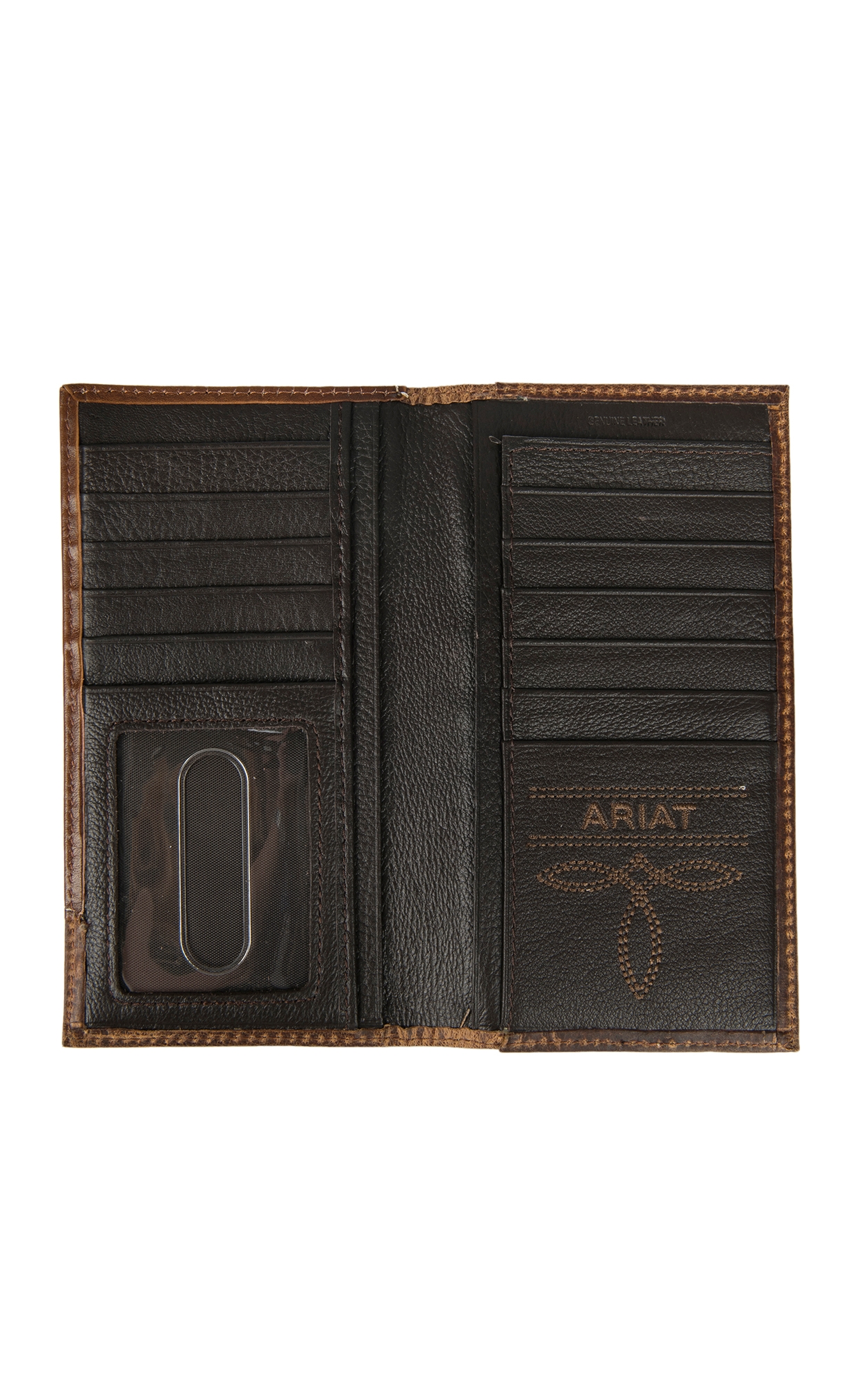Ariat Two Tone Brown Floral Embossed Rodeo Wallet / Checkbook Cover - Image 1