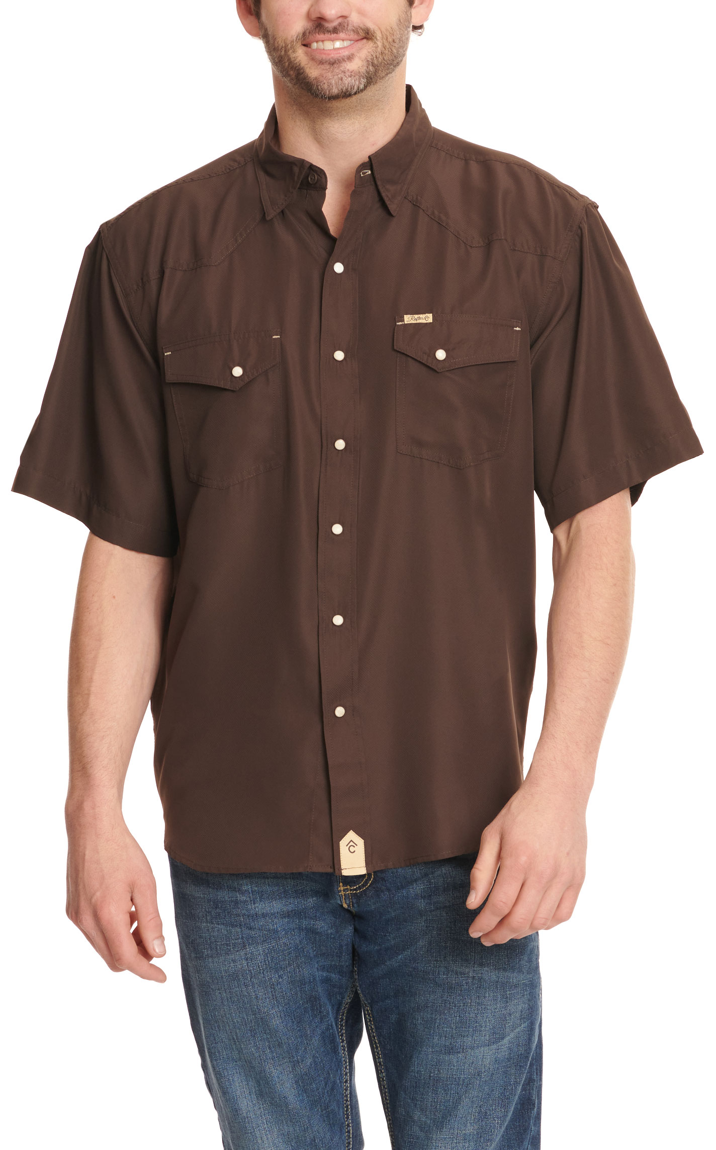 Rafter C Outdoors Men's Dark Chocolate Short Sleeve Fishing Shirt - Image 2
