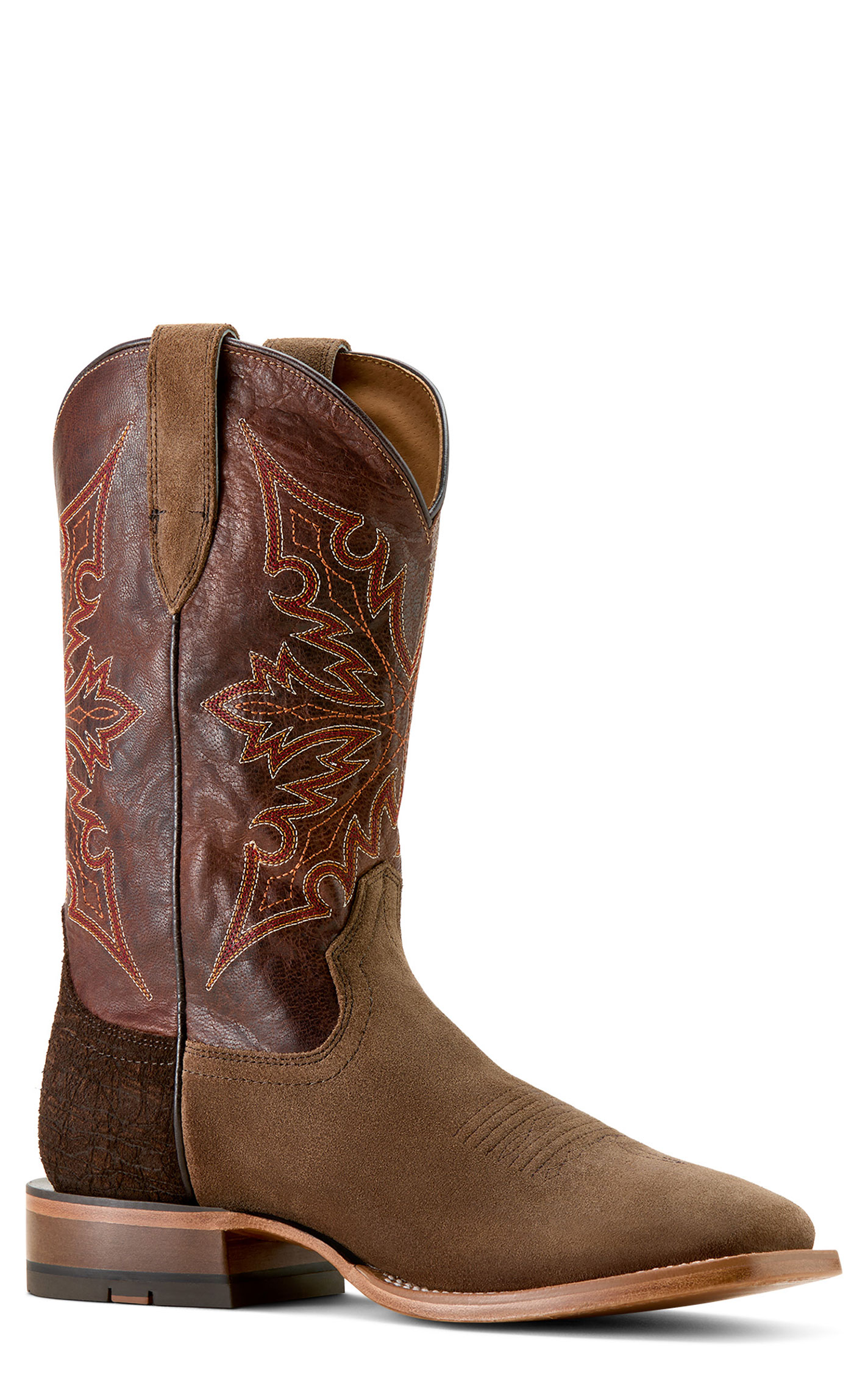 Ariat Men's Ranch Suede Hickory Smoke Gritty Wide Square Toe Boots - Image 1