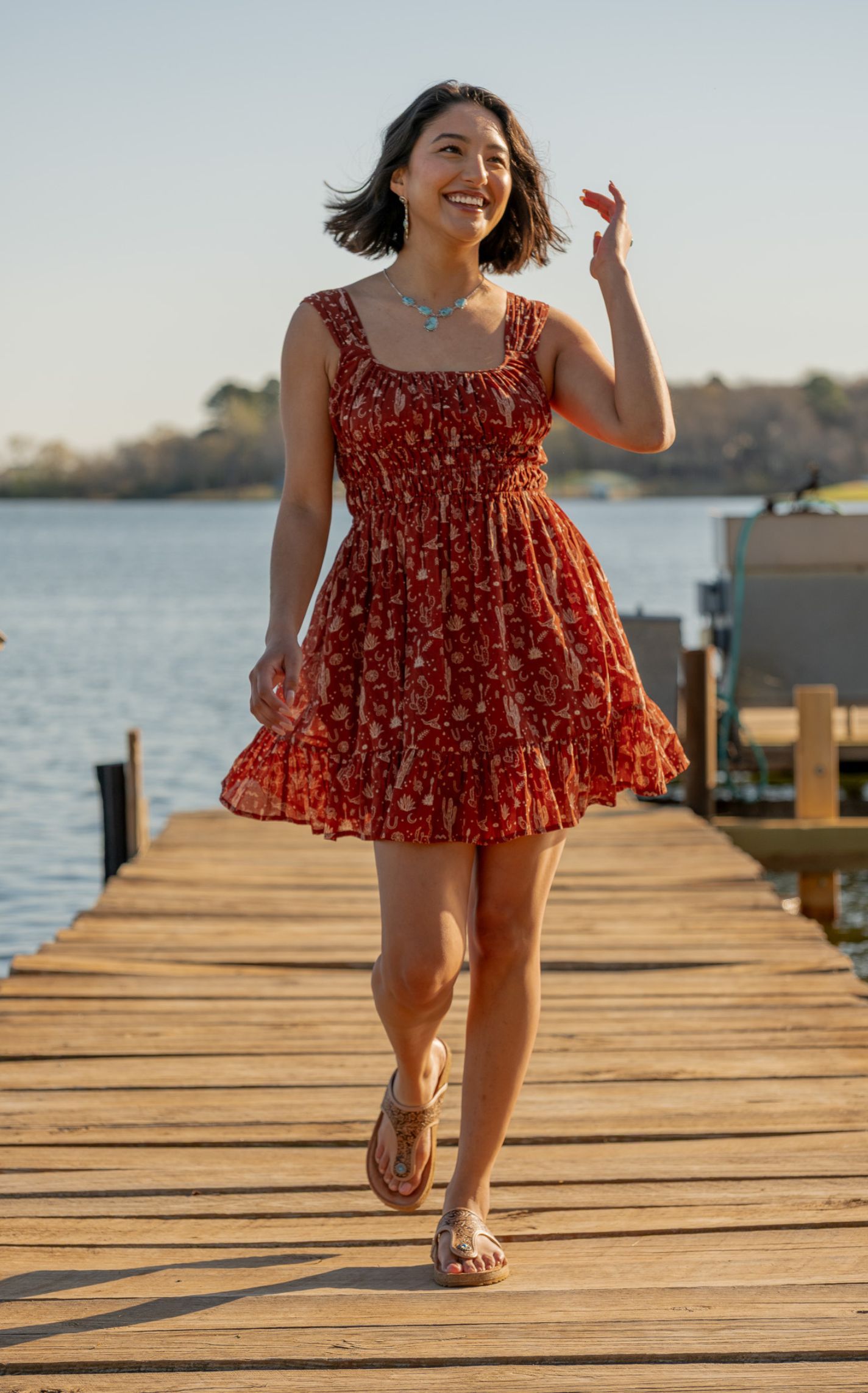 Rock & Roll Denim Women's Rust Desert Print Dress - Image 1